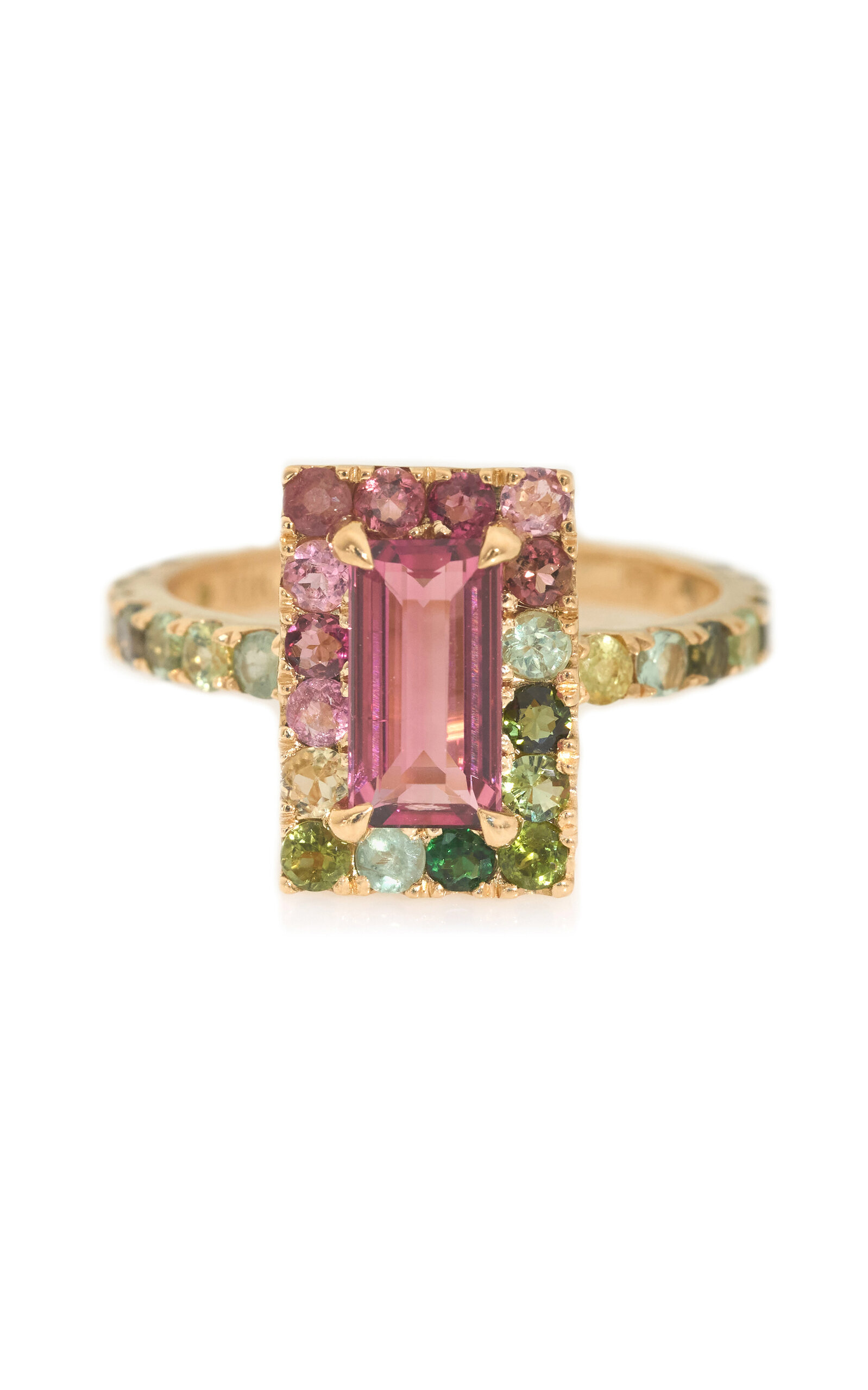 Yi Collection 18k Yellow Gold Rubellite And Tourmaline Ring In Multi