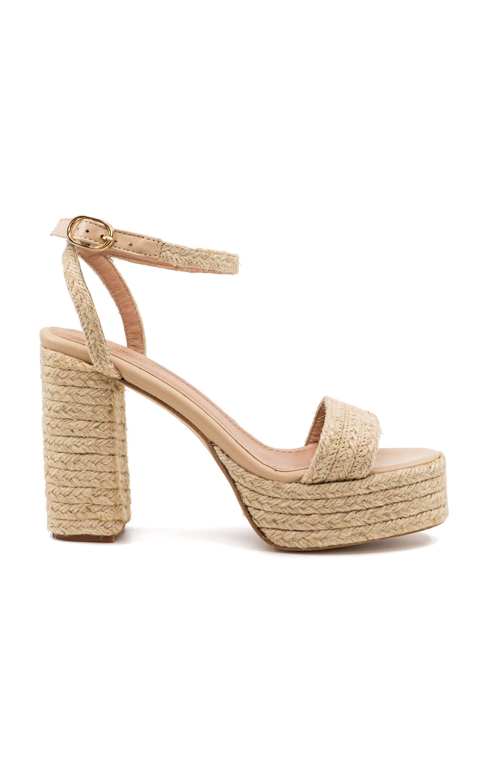 Andrea Gomez Becka Raffia Platform Sandals In Neutral