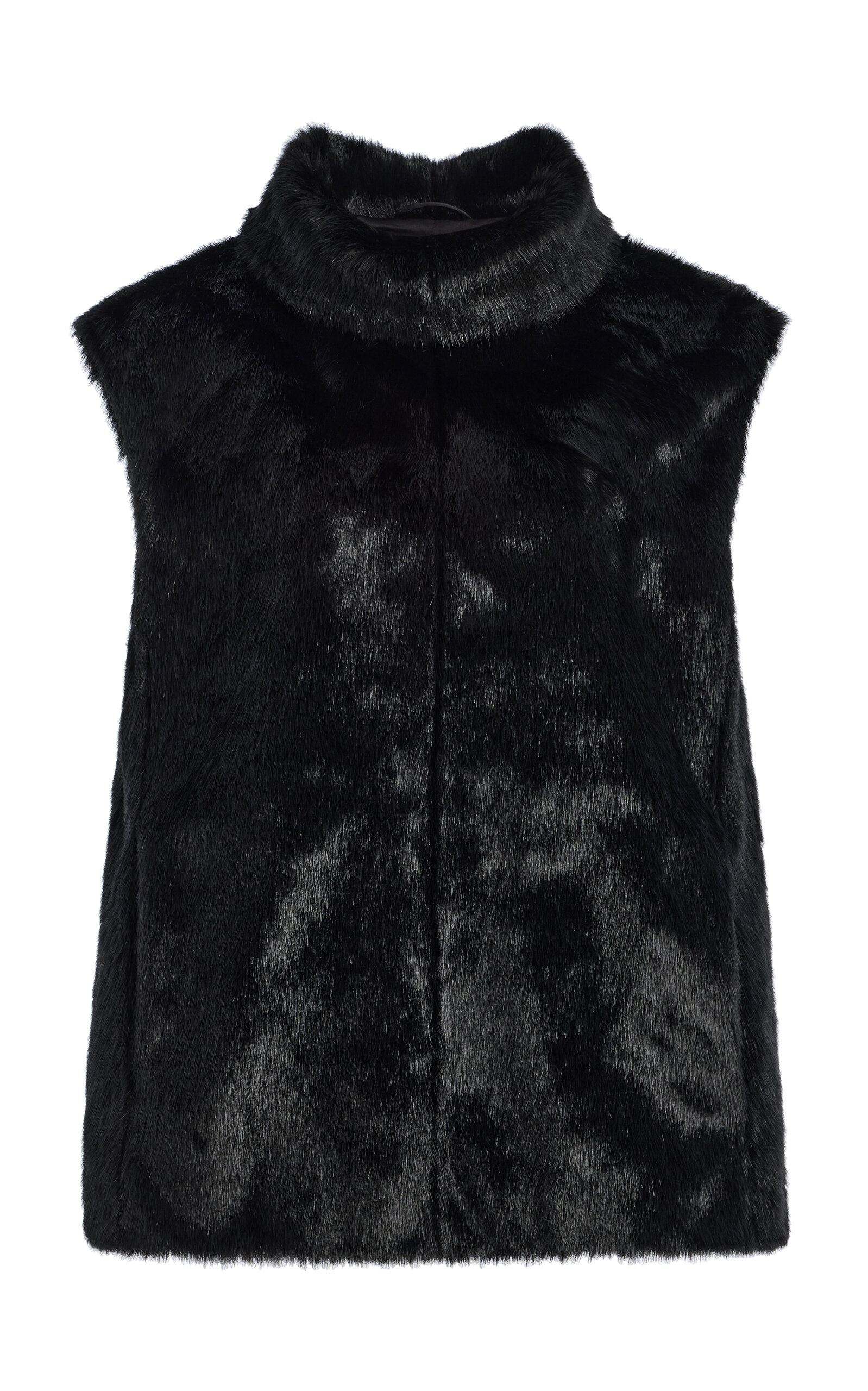 The Frankie Shop Blaire Faux Fur Funnel-Neck Top