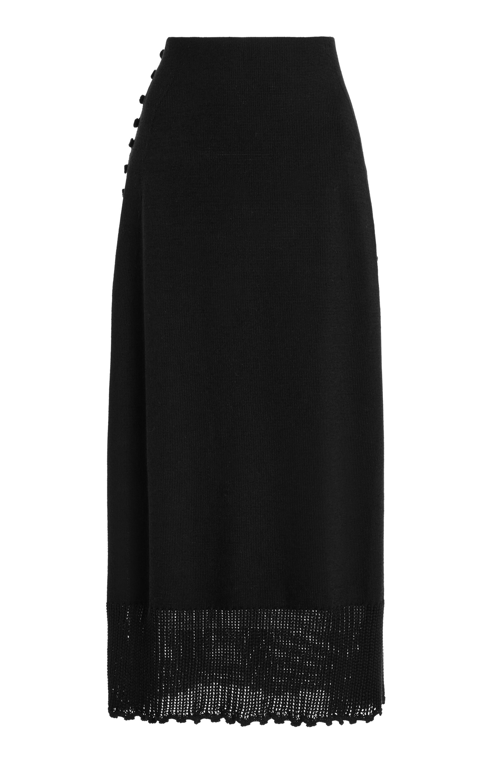 Lafayette 148 Cotton-Silk Tape Crochet Trim Knit Skirt