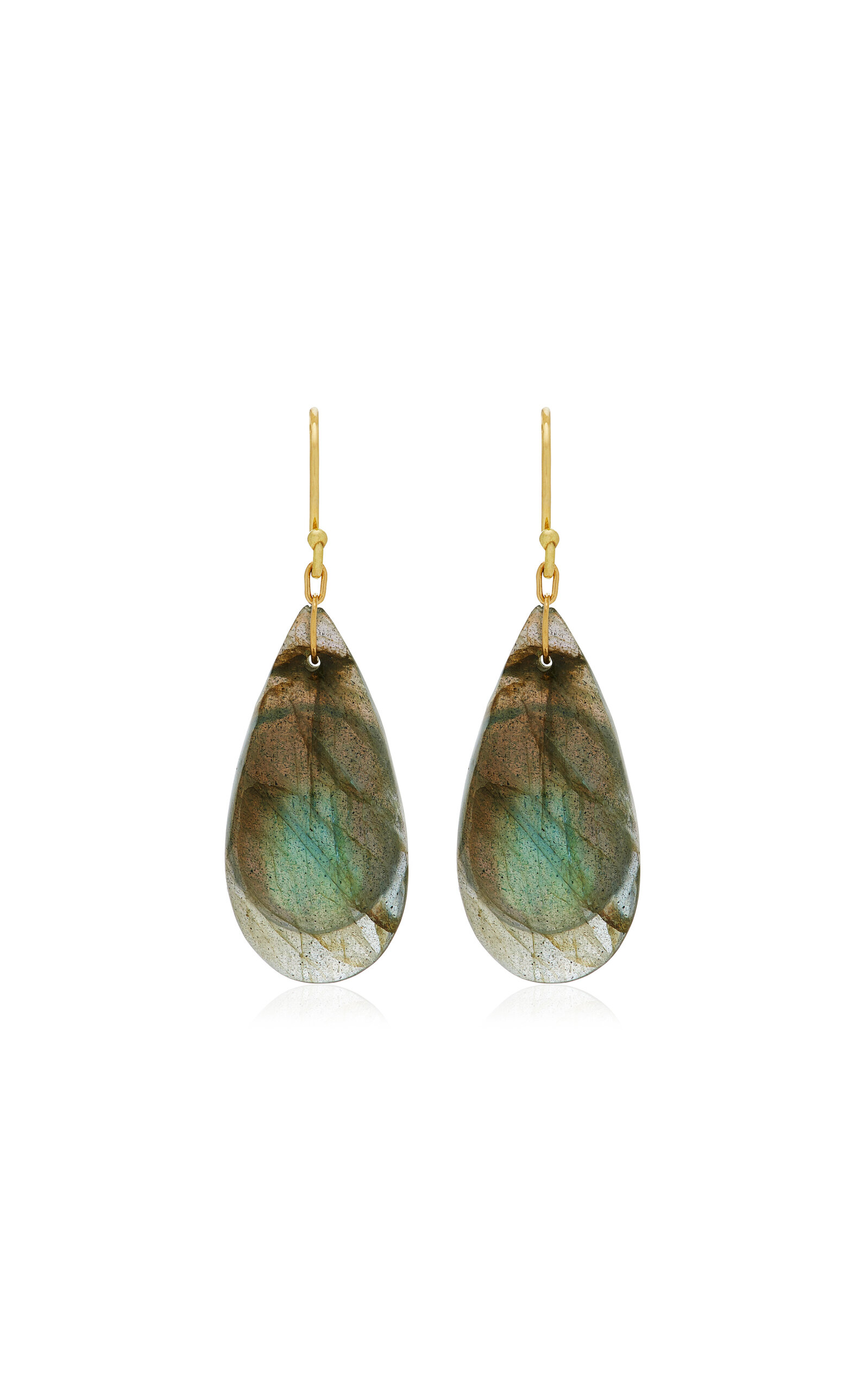 Ten Thousand Things Droplet 18k Yellow Gold Labradorite Earrings In Multi
