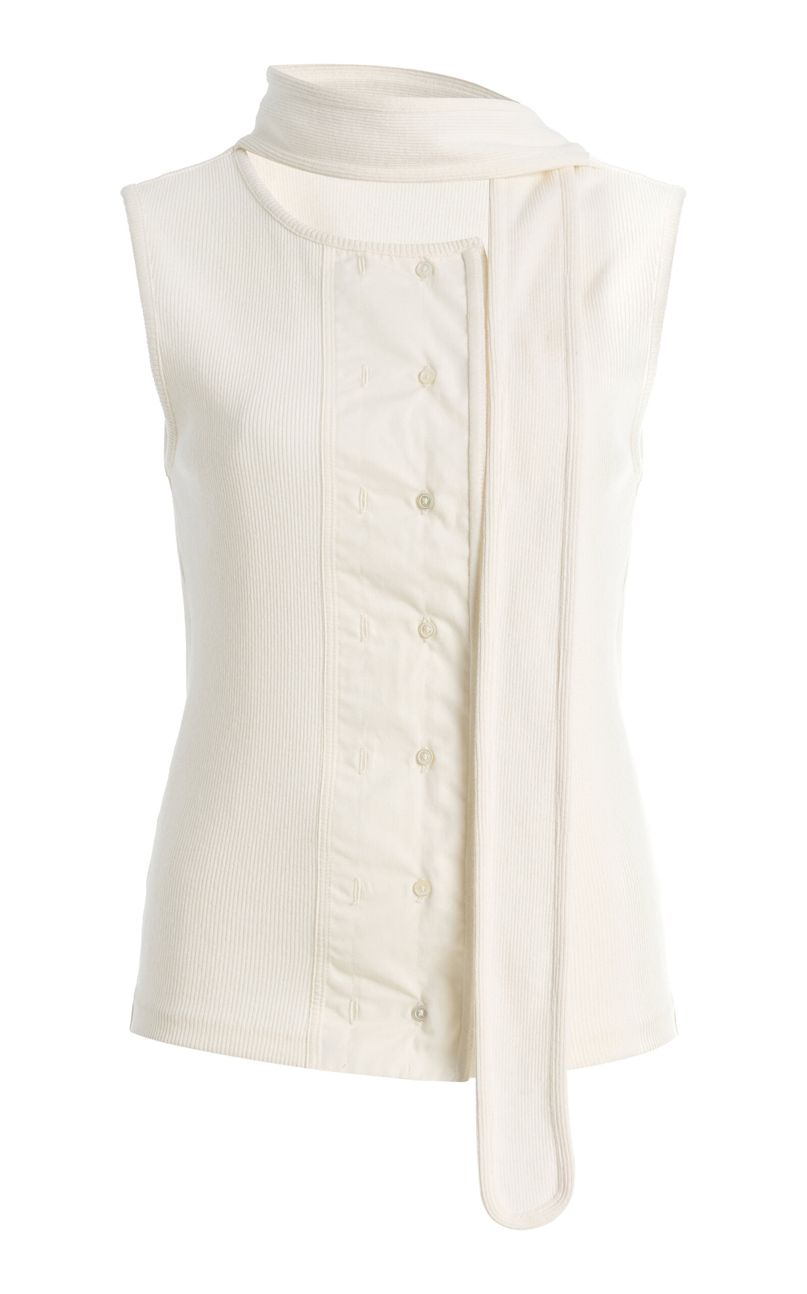Lemaire Asymmetric Fitted Cotton-Linen Top