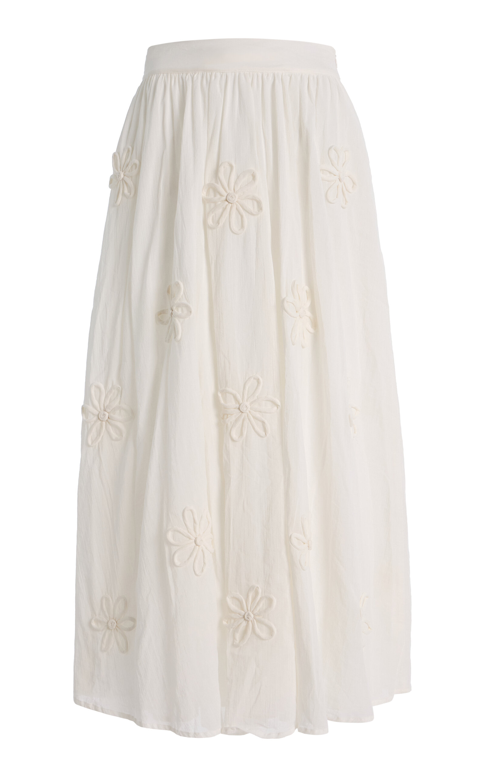 All That Remains Fleur Floral-Appliquéd Cotton-Silk Maxi Skirt