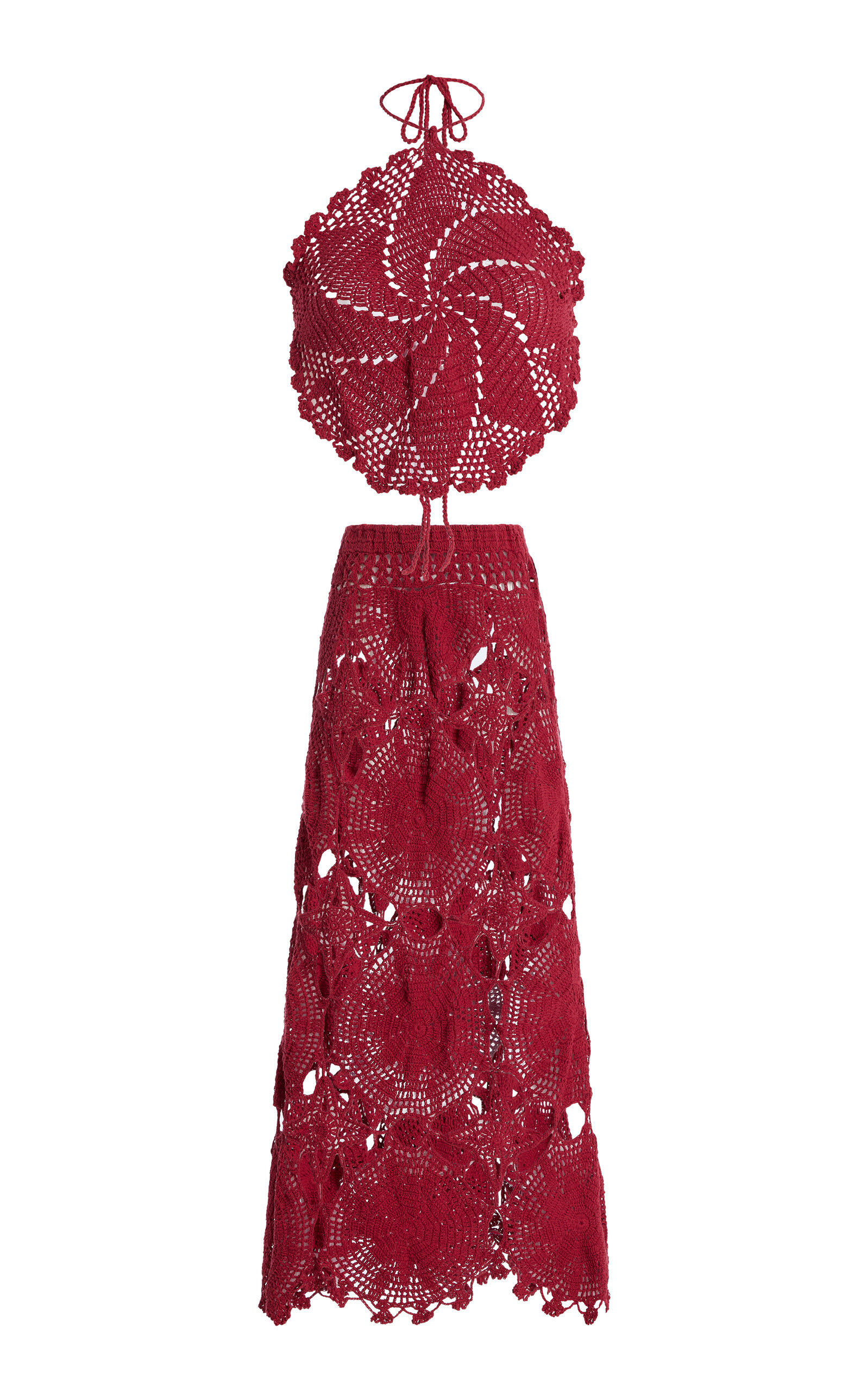 Akoia Swim Exclusive Libre Crocheted Cotton Skirt Set In Red
