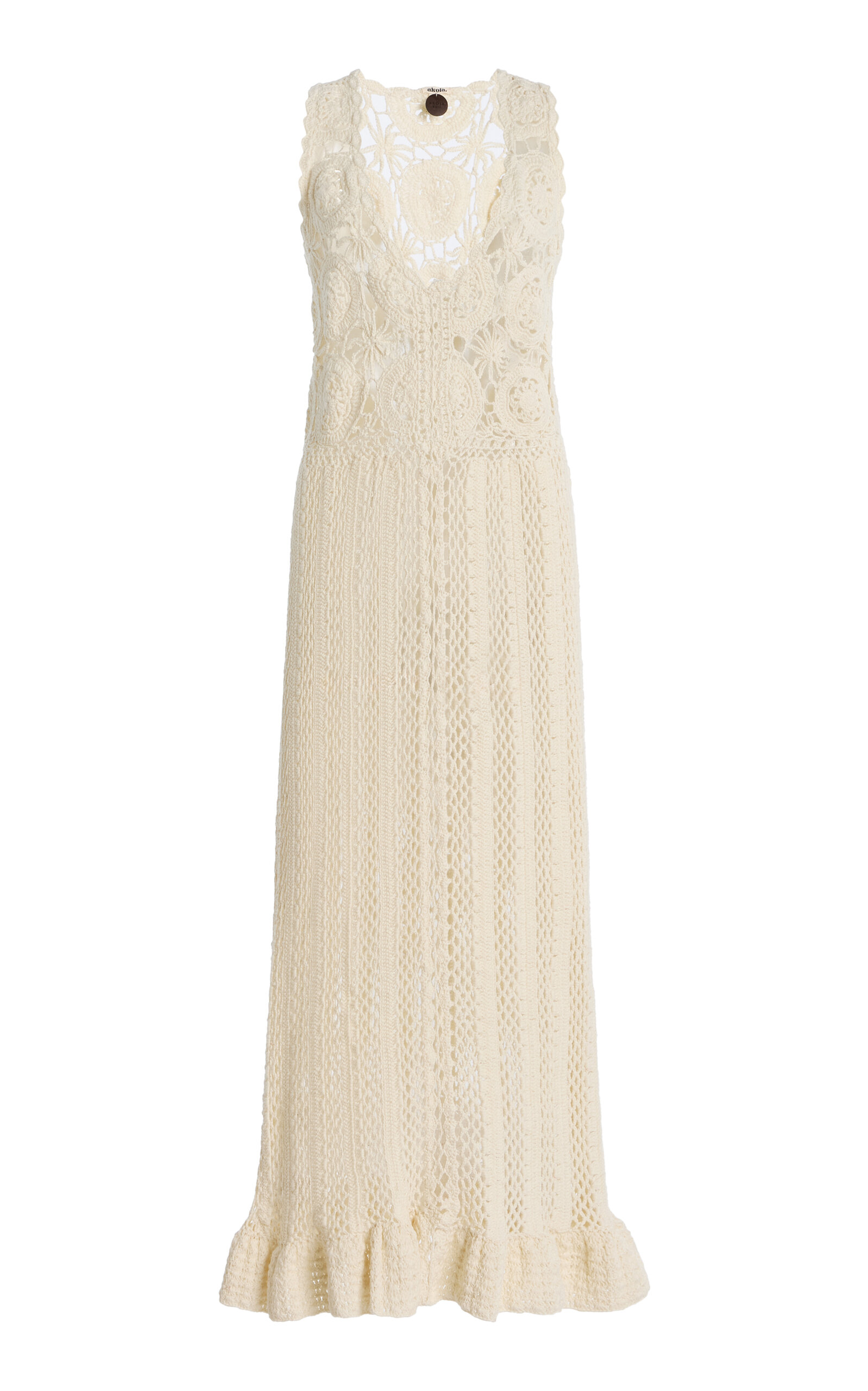 Akoia Swim Exclusive Azul Crocheted Cotton Maxi Dress In Neutral