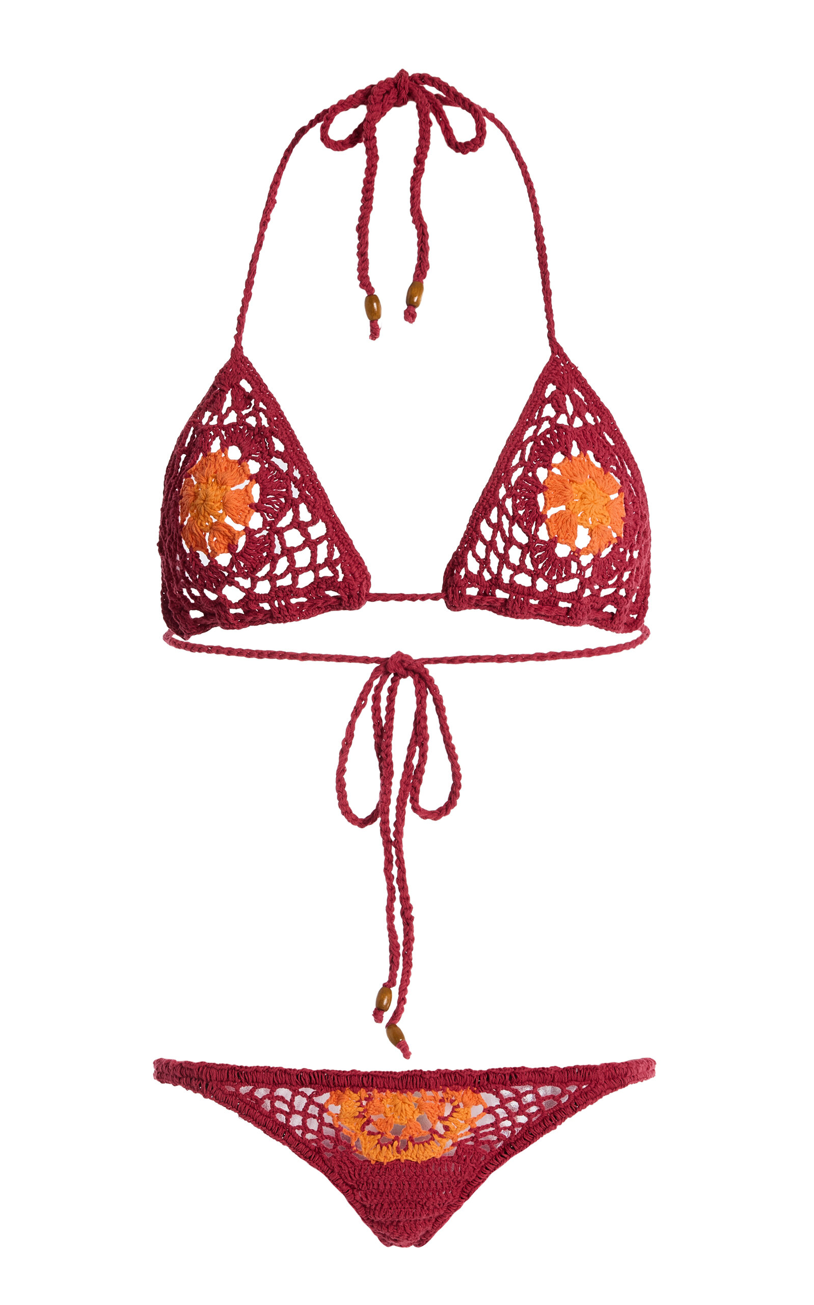 Akoia Swim Exclusive Crocheted Cotton Bikini In Red