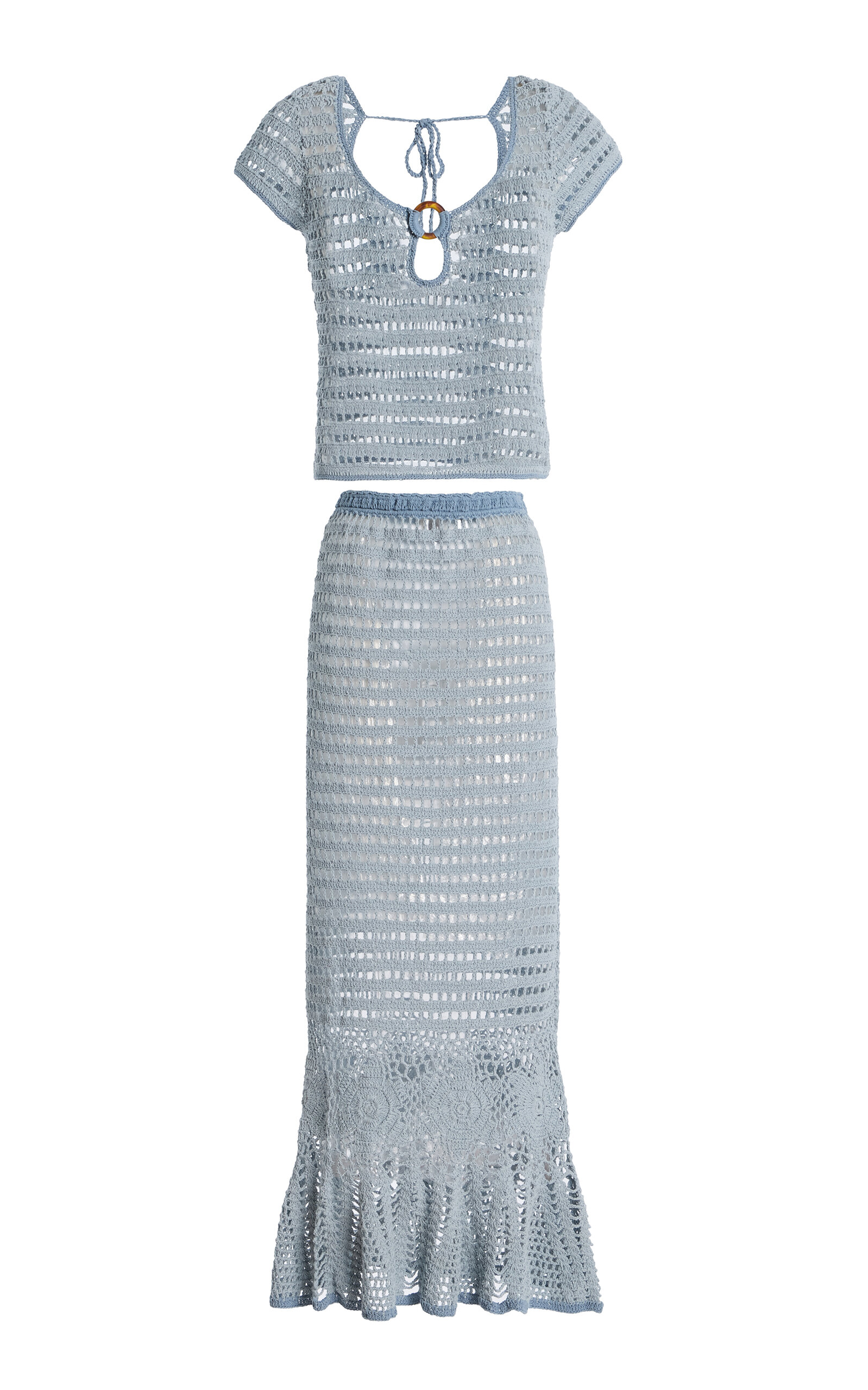 Akoia Swim Exclusive Crocheted Cotton Skirt Set In Blue