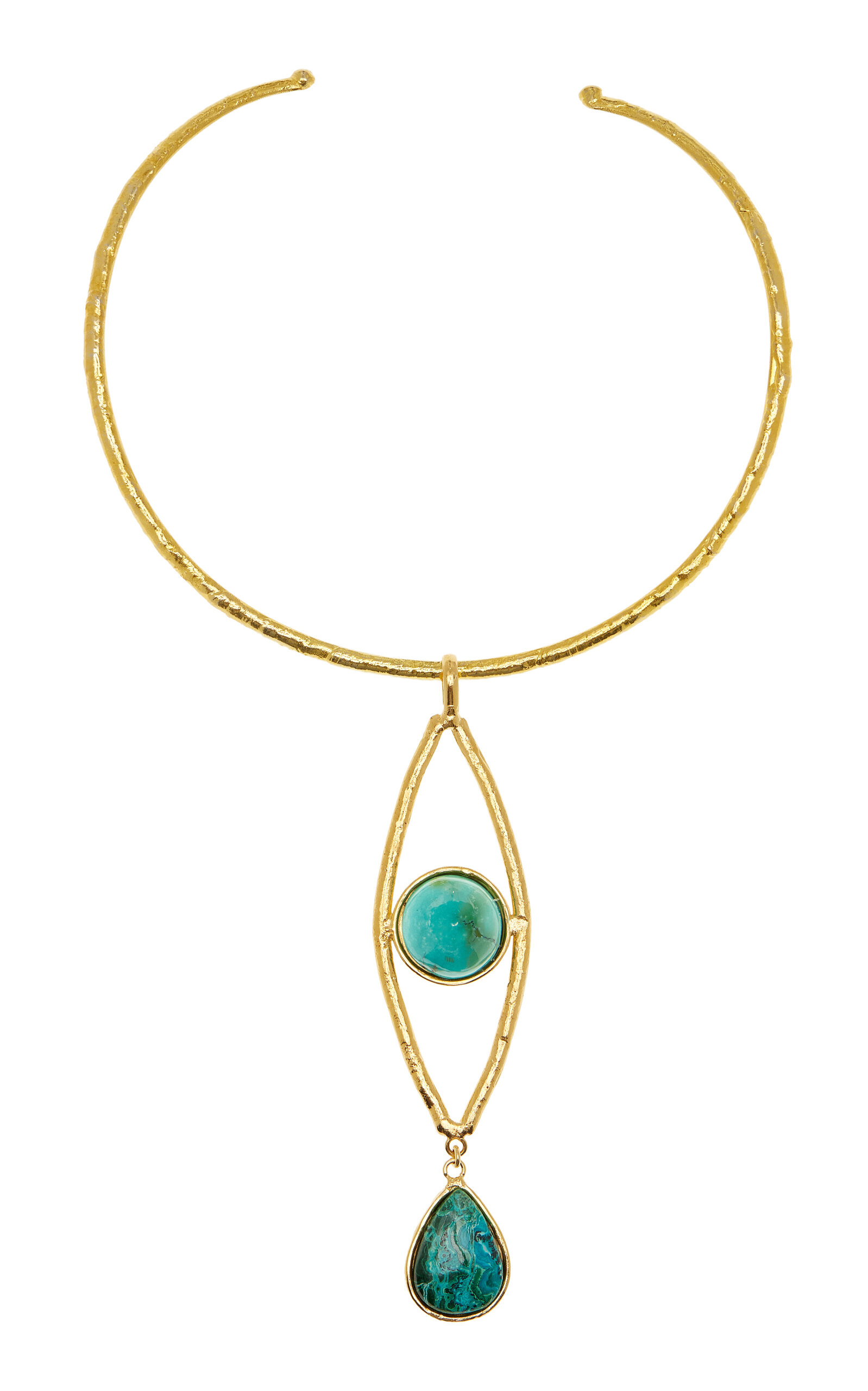 Sylvia Toledano 18k Gold Plated Turquoise And Chrysocolla Necklace In Gold