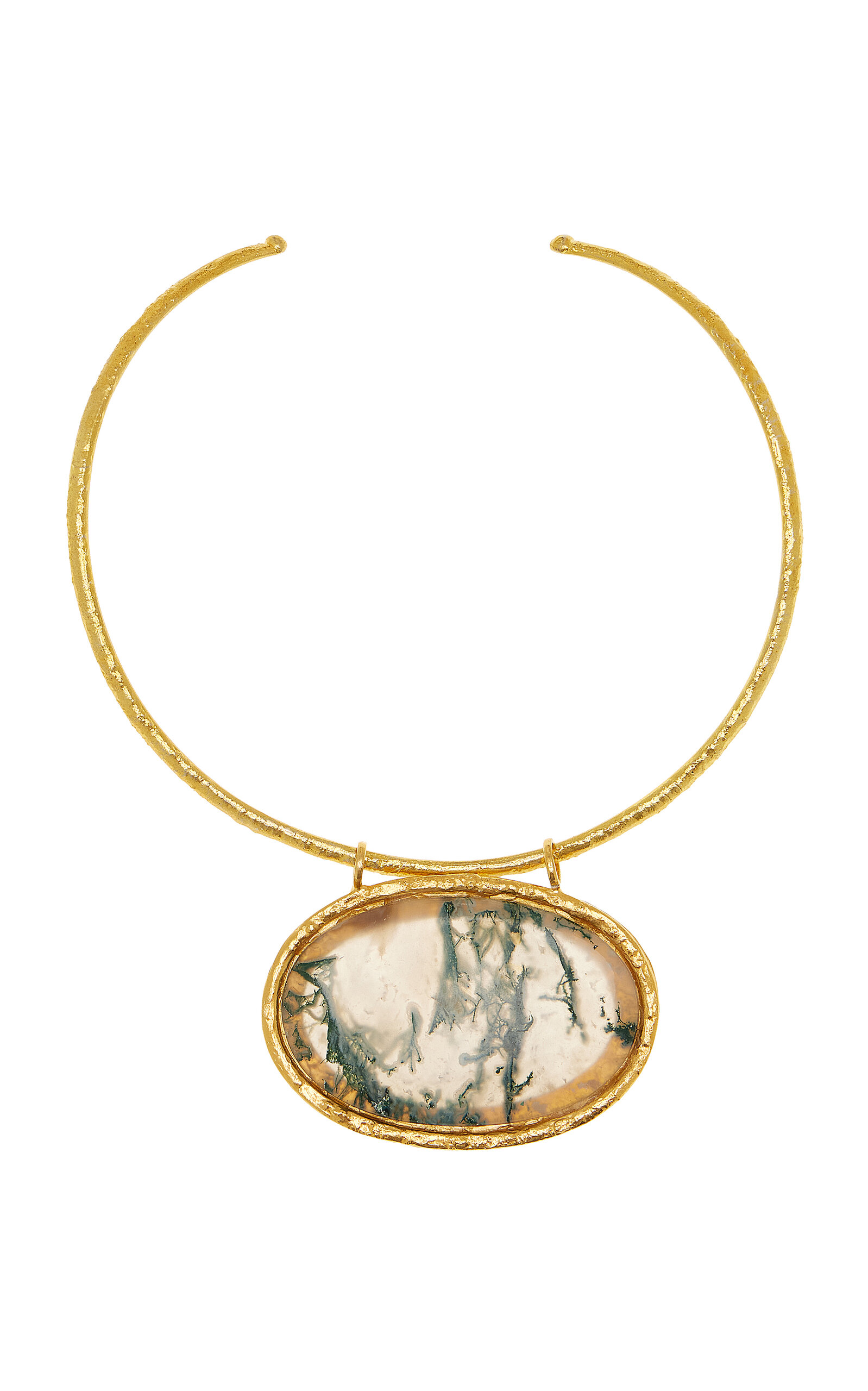 Sylvia Toledano 18k Gold Plated Moss Agate Necklace