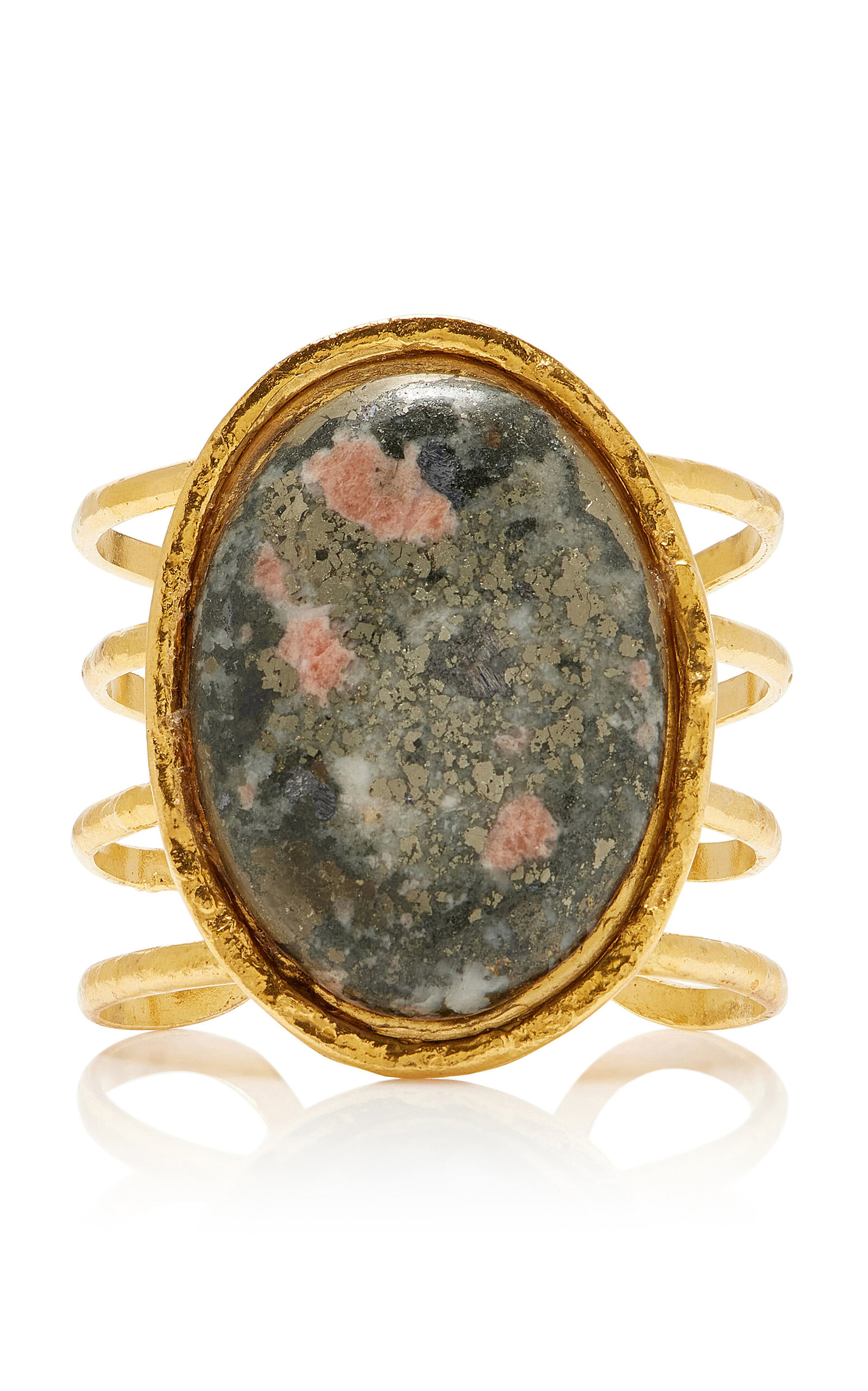 Sylvia Toledano 18k Gold Plated Ocean Jasper Cuff Bracelet In Gold