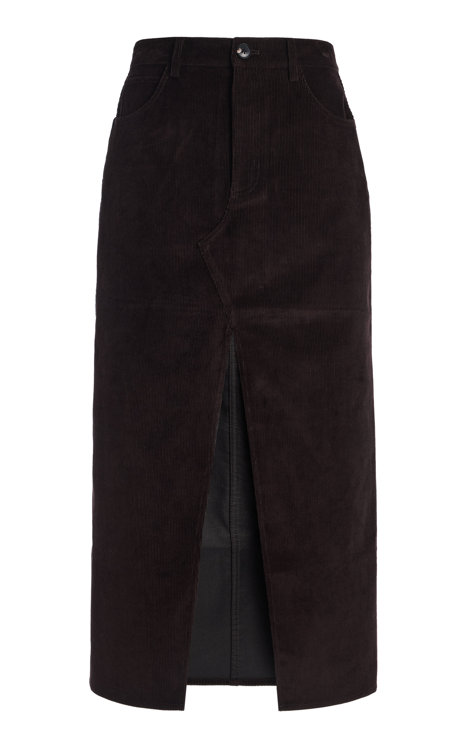 Co Tton Rduroy Maxi Pencil Skirt In Brown