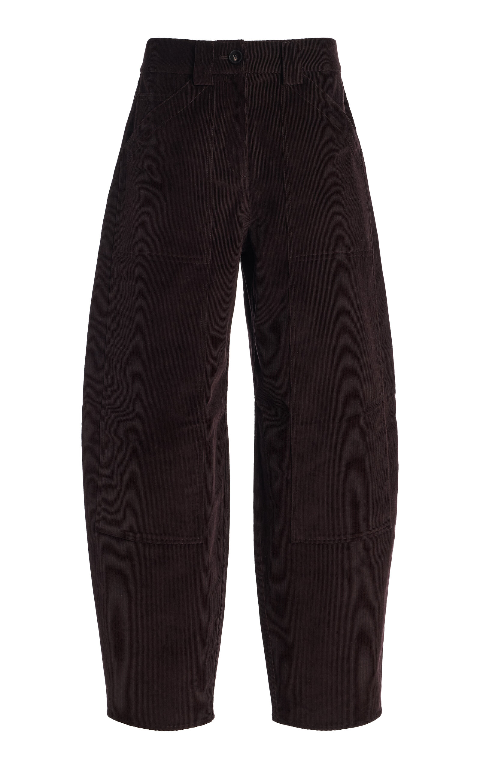 Co Tton Rduroy Barrel Pants In Brown