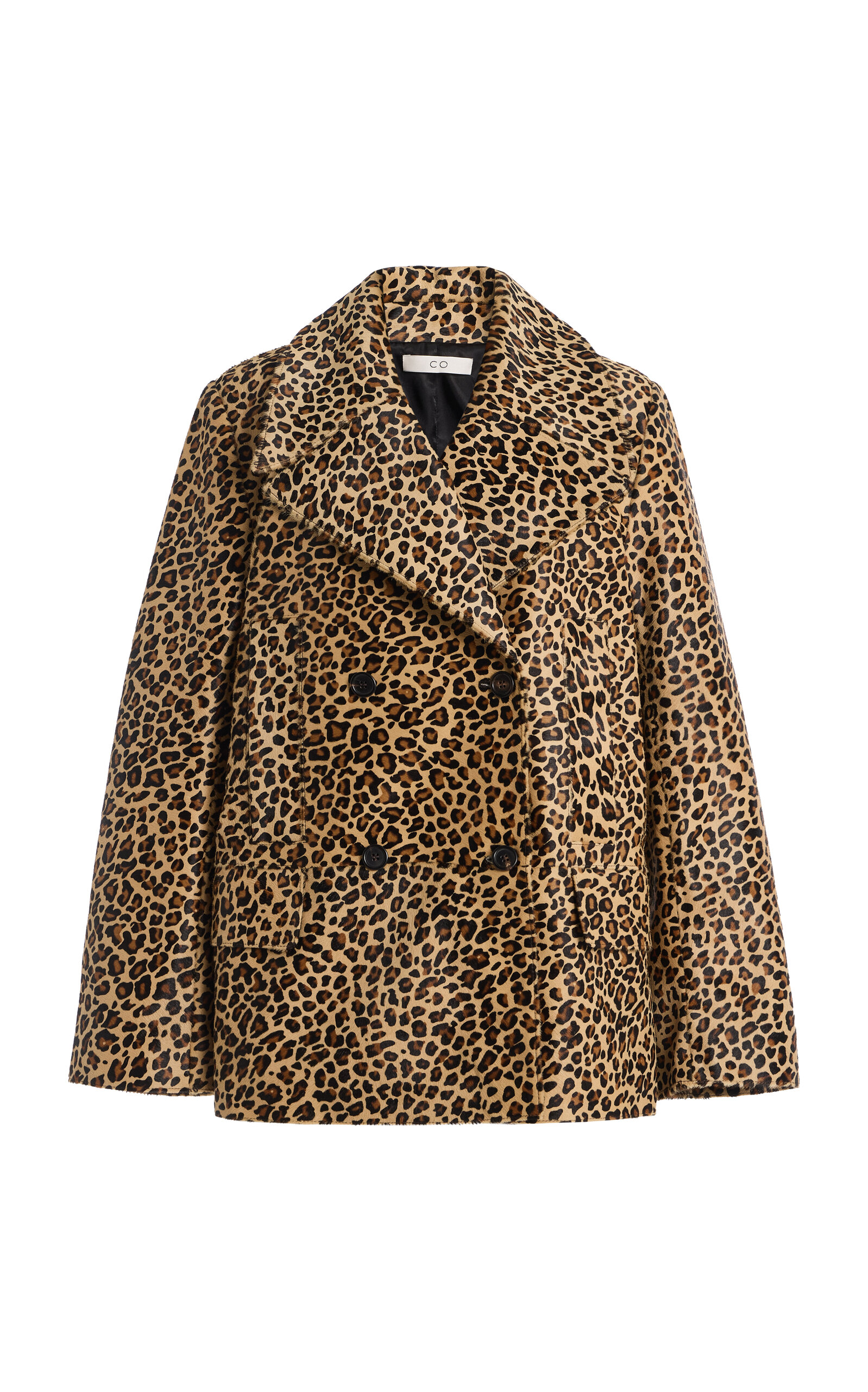 Co Leopard-Print Calf Hair Peacoat