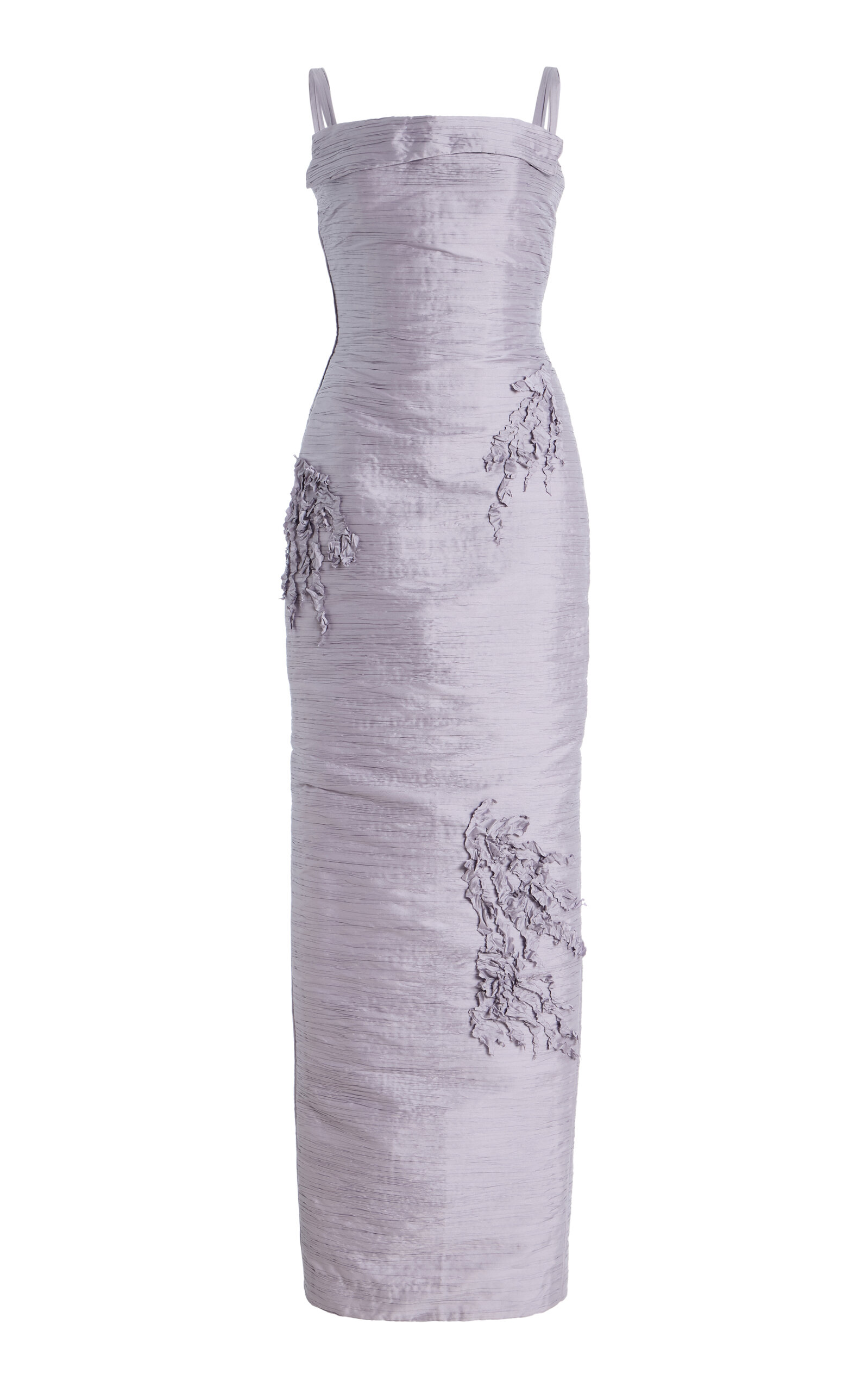 Marmar Halim Marisol Embroidered Pleated Taffeta Gown In Blue