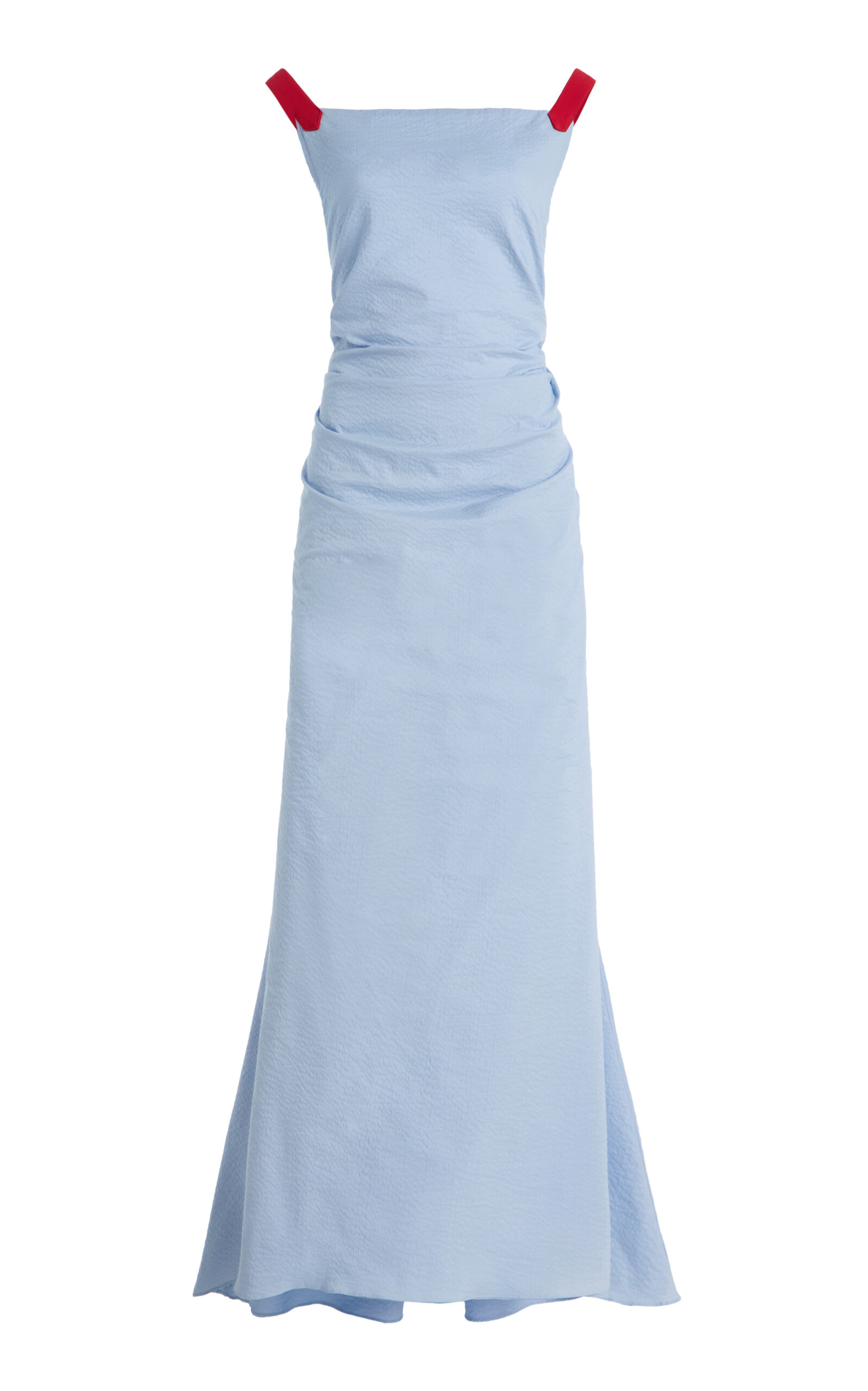 Rosie Assoulin Exclusive Just A Small Gathering Linen-blend Gown In Blue
