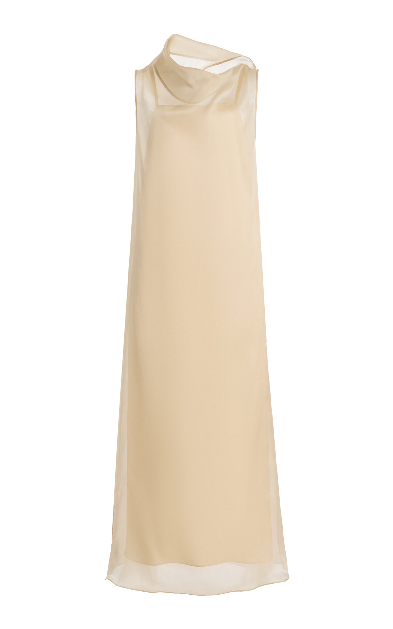 Sev High-neck Silk-organza Maxi Dress In Neutral