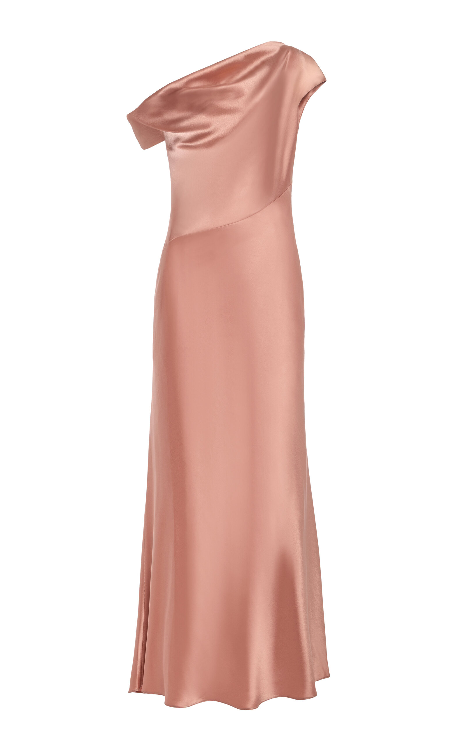SEV Off-The-Shoulder Draped Satin Maxi Dress