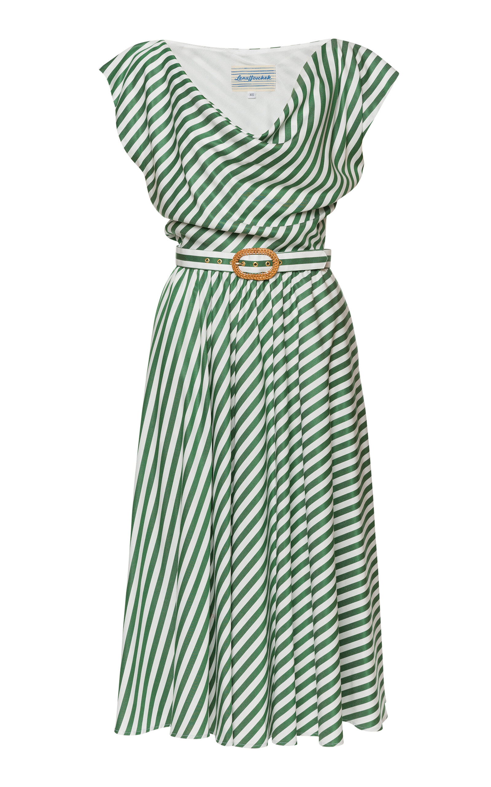 Lena Hoschek Signora Striped Midi Dress - Green - XS