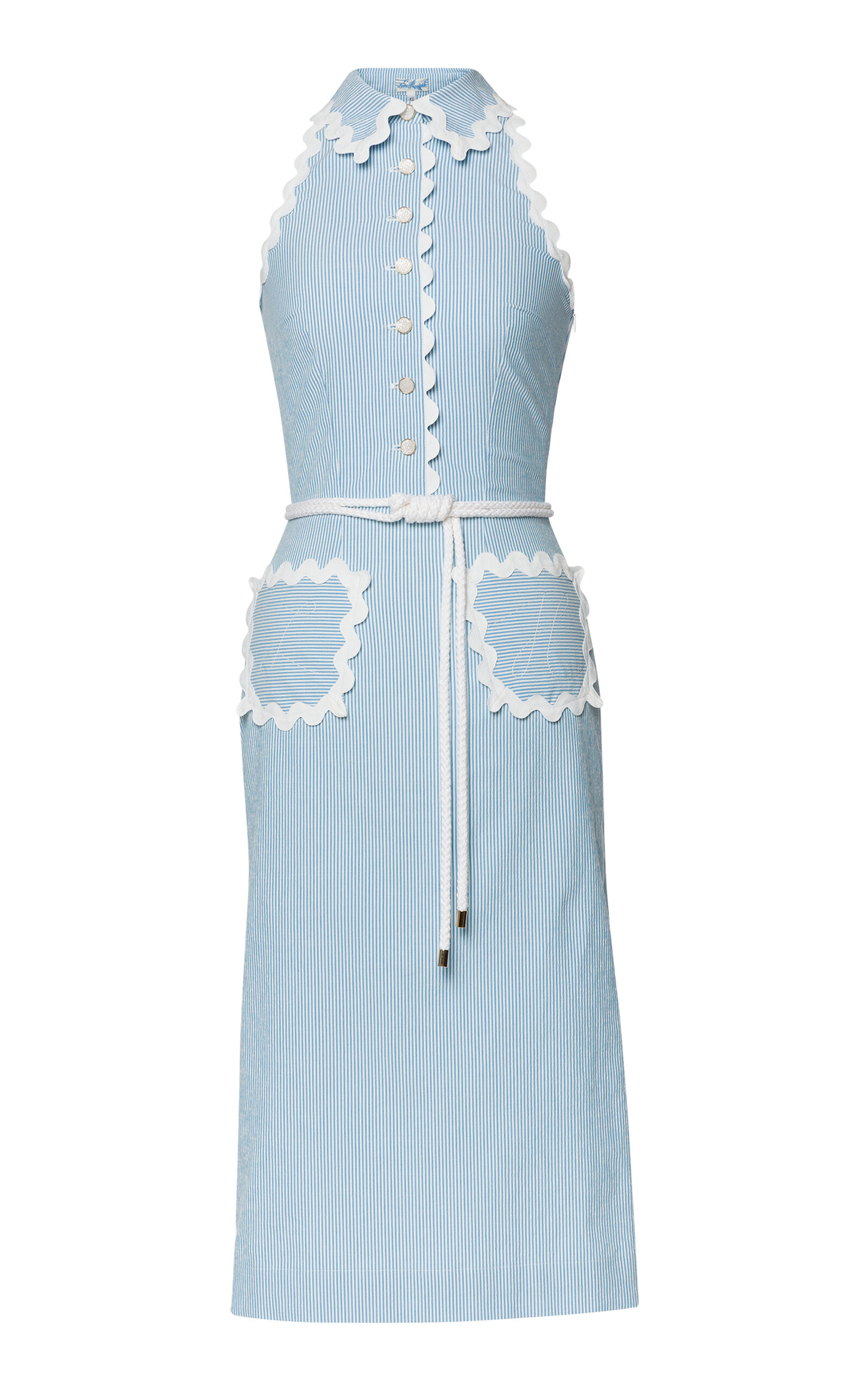 Twist Belted Stretch-Cotton Midi Dress