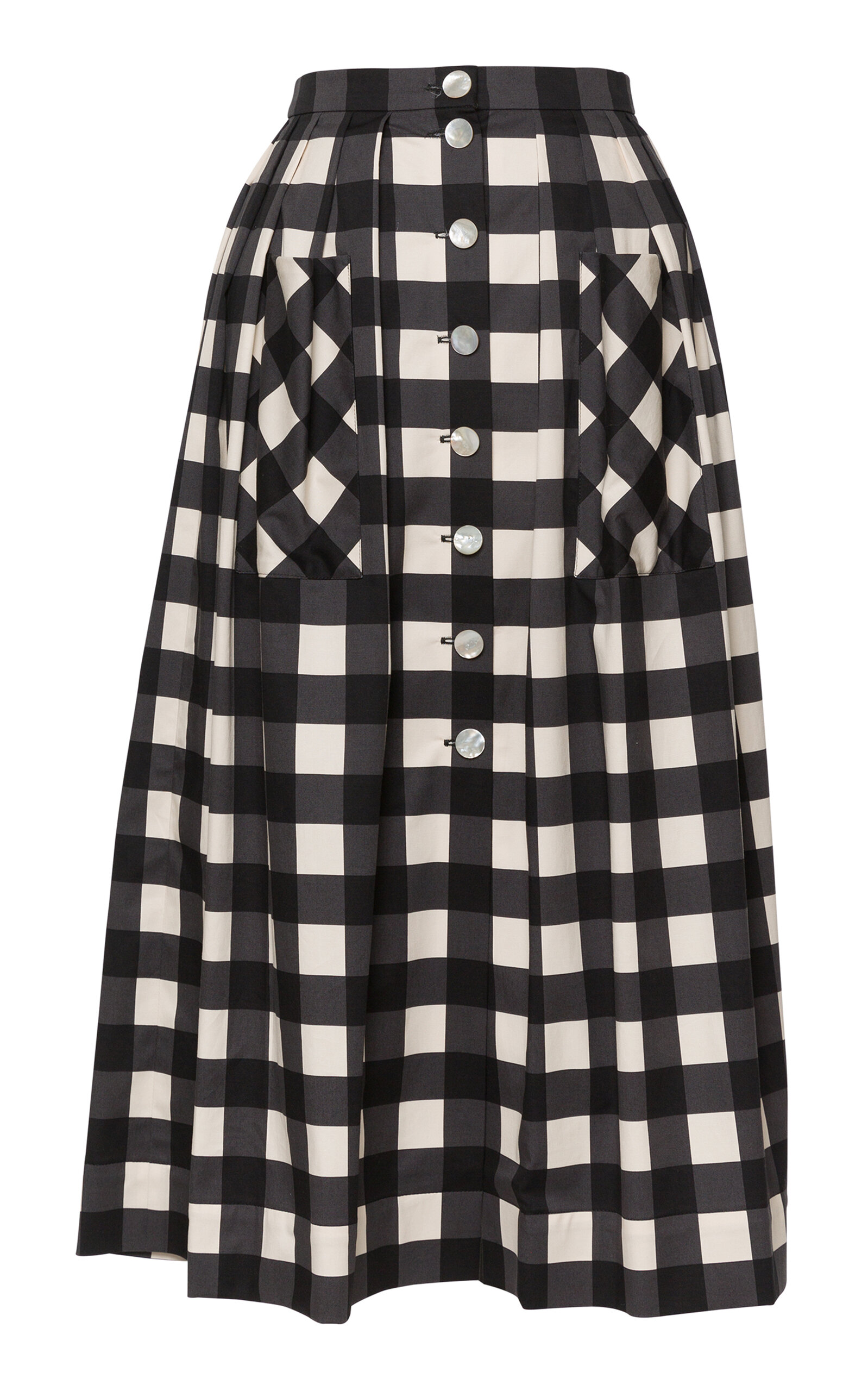 Lena Hoschek Juliette Checkered Stretch-Cotton Midi Skirt - Black/white