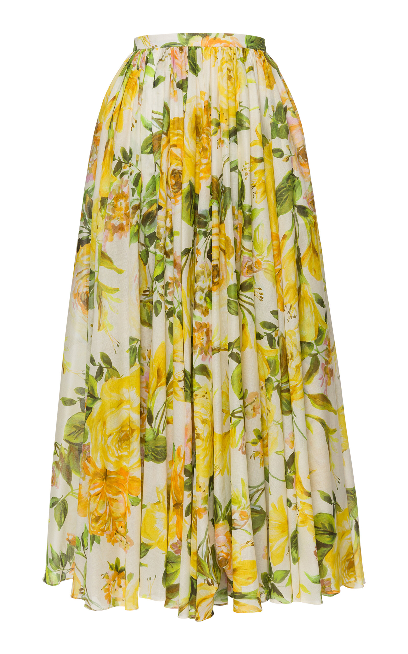 Lena Hoschek Vittoria Floral Cotton Maxi Skirt - Yellow - XS