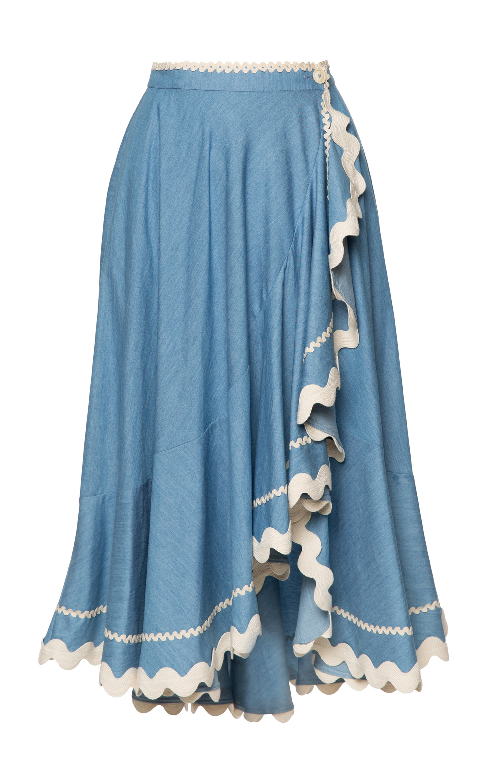 Vela Scalloped Cotton Midi Skirt