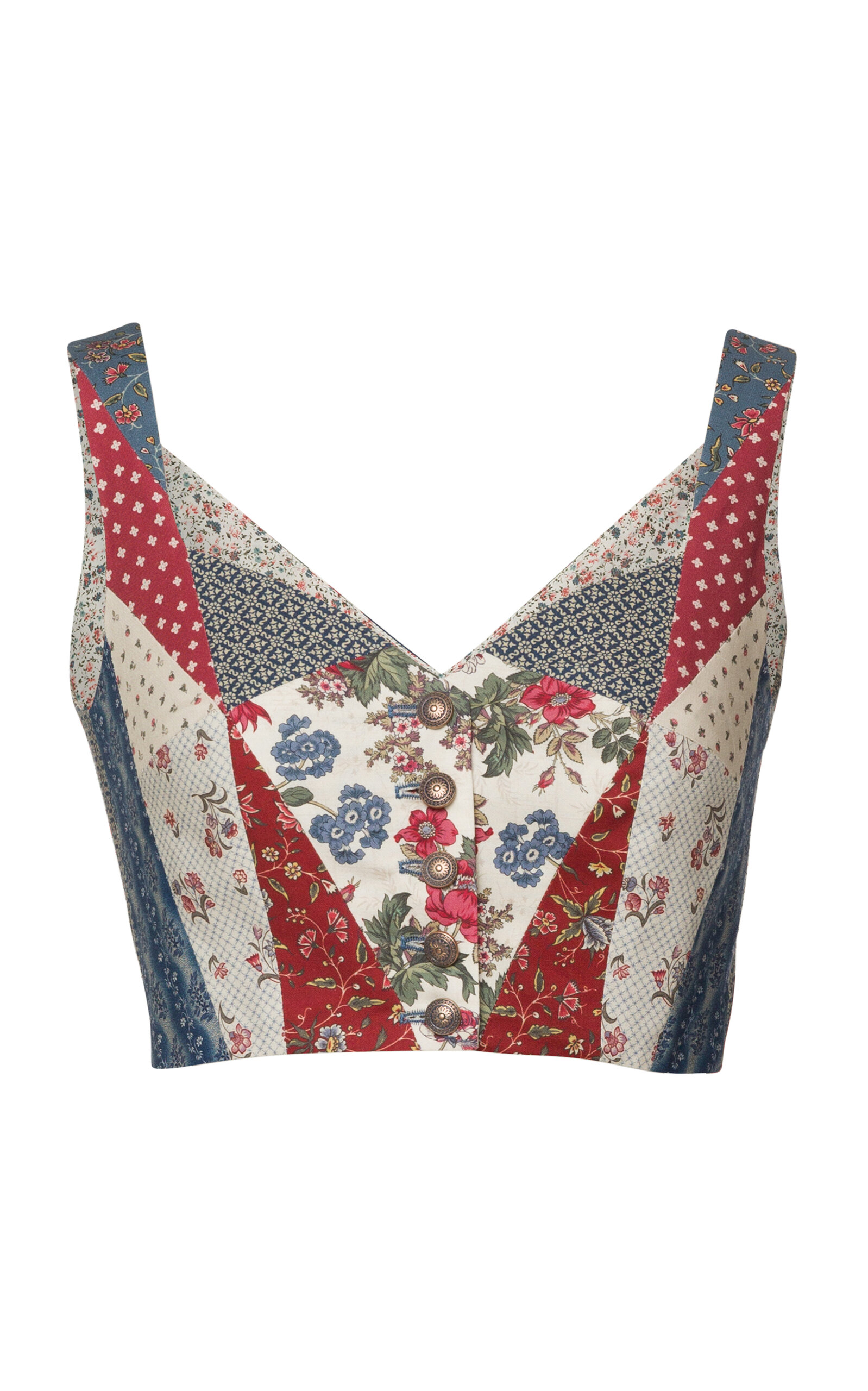 Lena Hoschek Patchwork Cropped Cotton Top - Multi