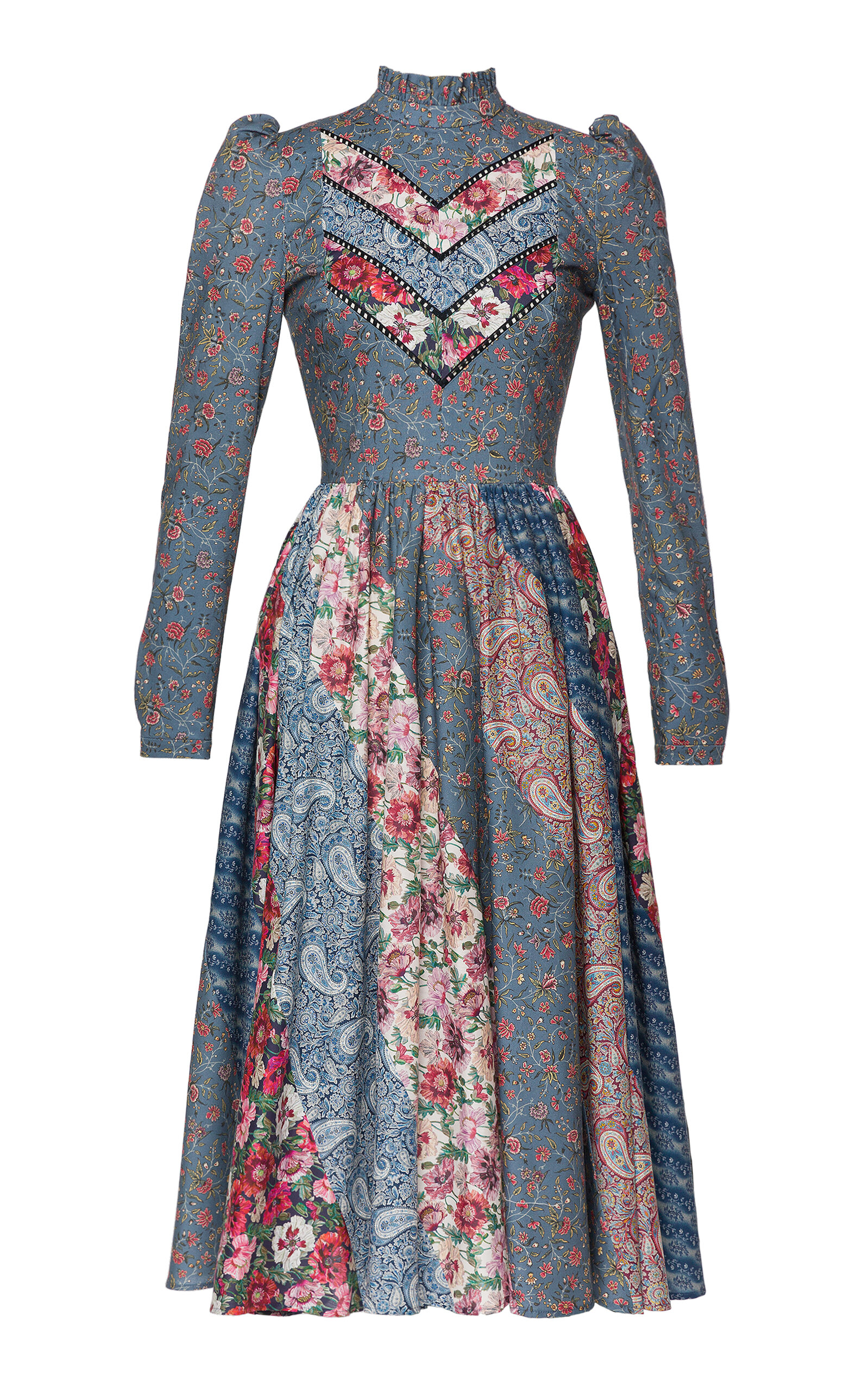 Vanderbilt Patchwork Cotton Midi Dress