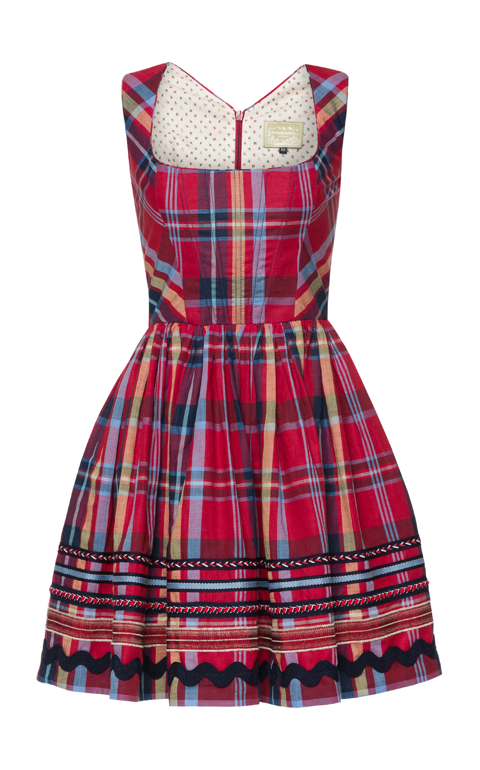 Lena Hoschek Zilly Plaid Linen-Cotton Mini Dress - Plaid