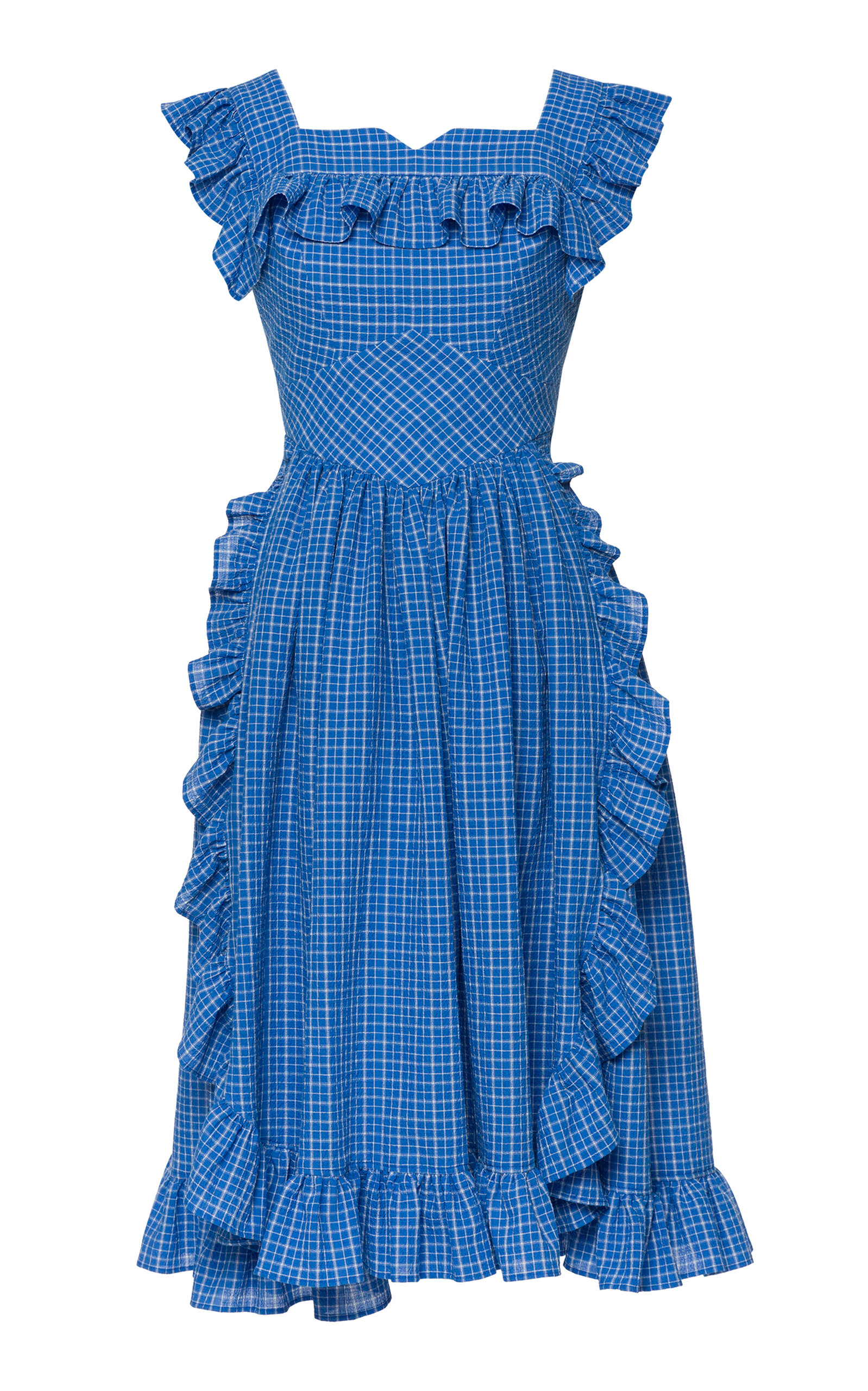 Lena Hoschek Ashley Ruffled Stretch-Cotton Midi Dress - Blue