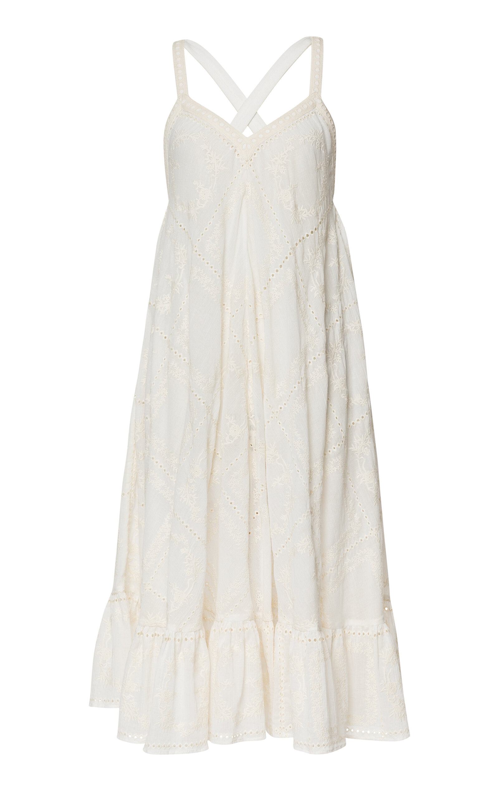 Lena Hoschek Aurora Eyelet Cotton Midi Dress - White