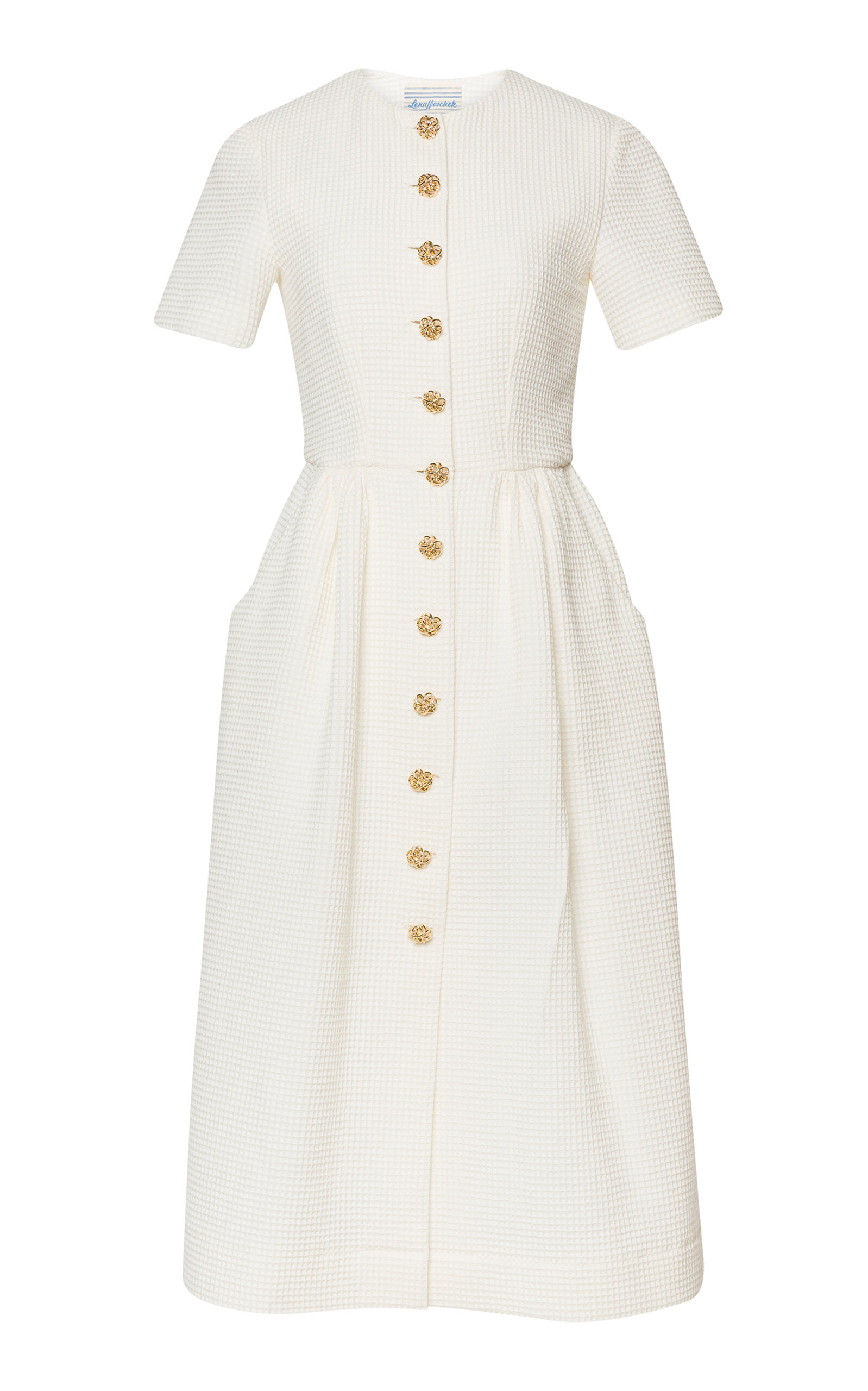 Lena Hoschek Maxima Tailored Cotton Midi Dress - Off-White - XXL