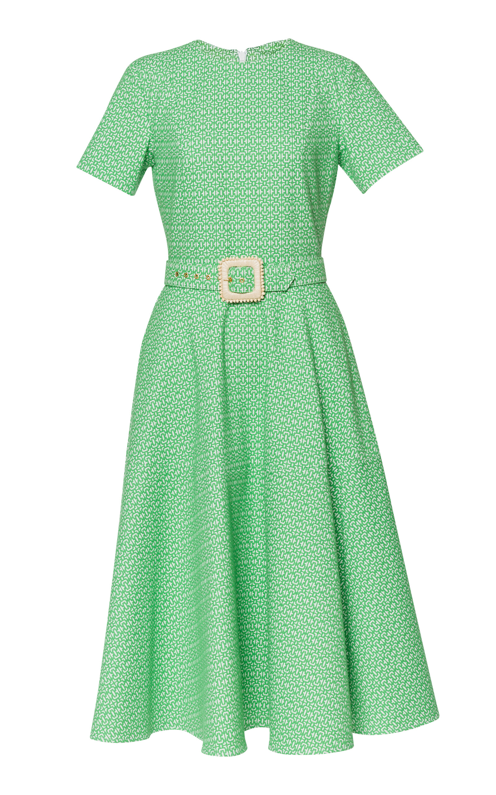Lena Hoschek Journal Belted Stretch-Cotton Dress - Lime Green - XXL