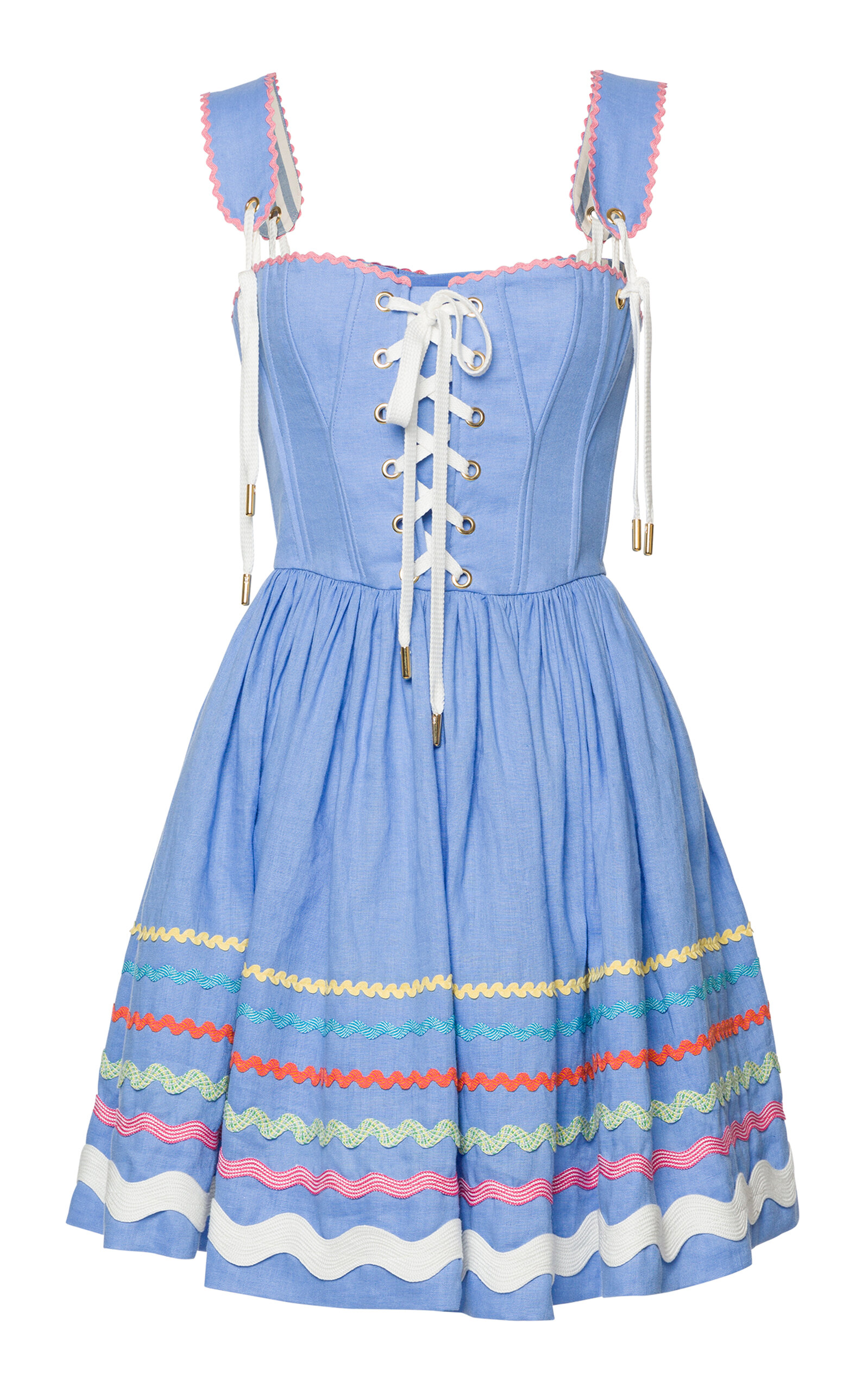 Giuseppina Cruise Lace-Up Linen Mini Dress