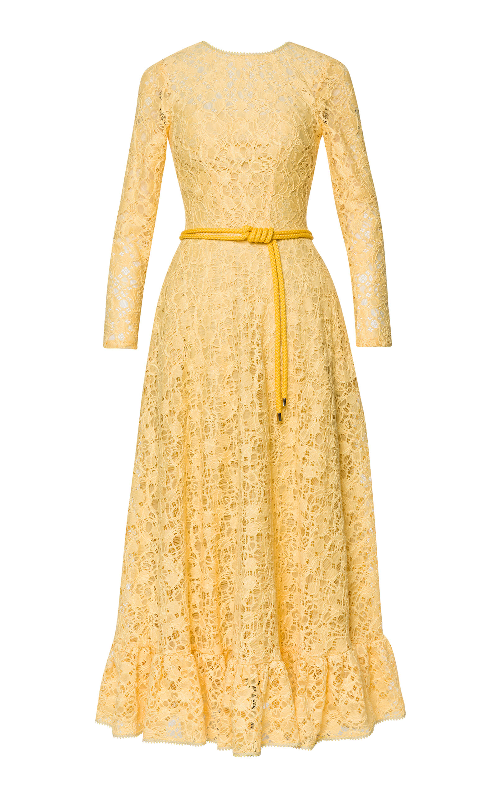 Lena Hoschek Miley Lace Midi Dress - Yellow