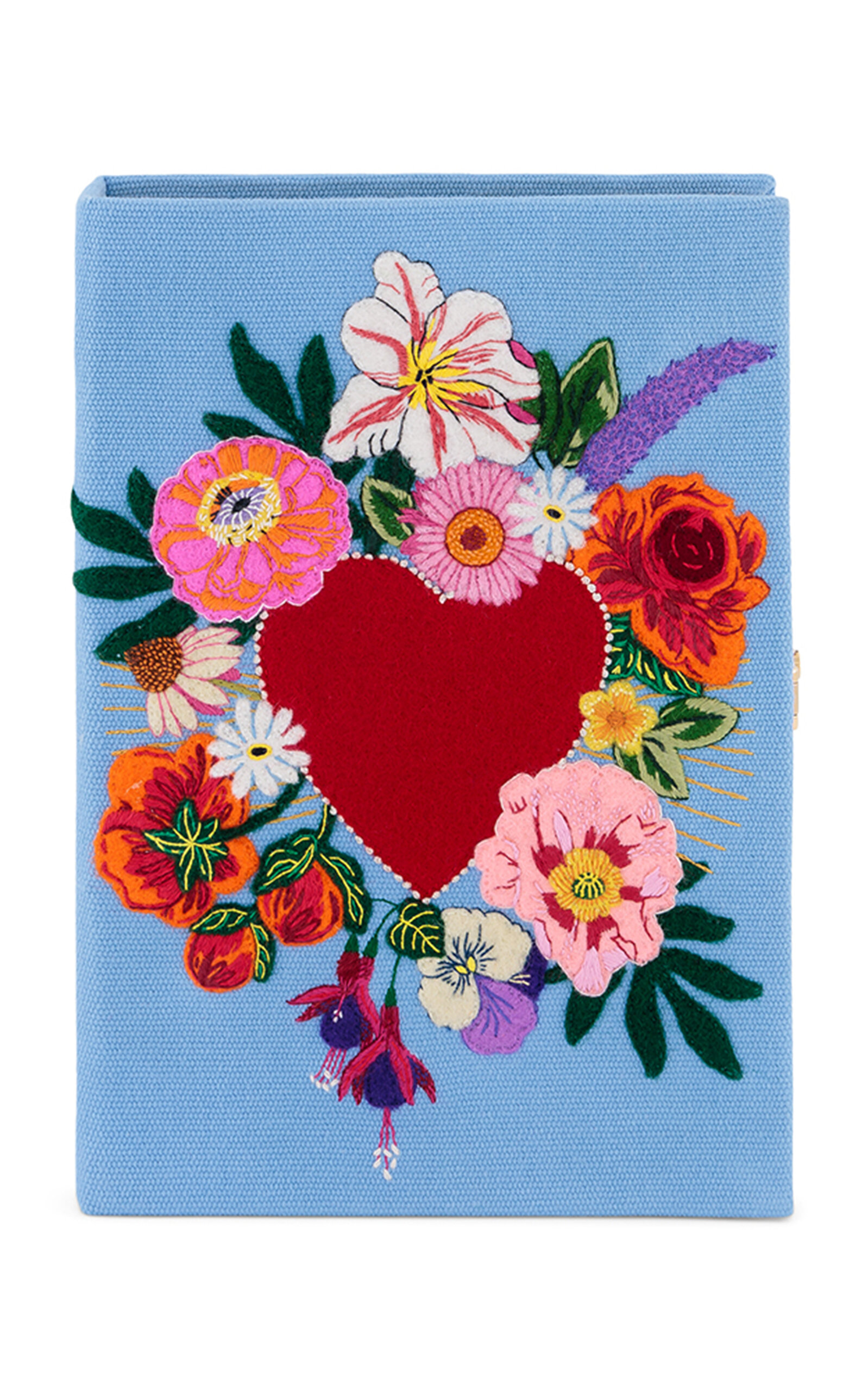 Olympia Le-Tan Blooming In Red Embroidered Clutch - Blue - OS