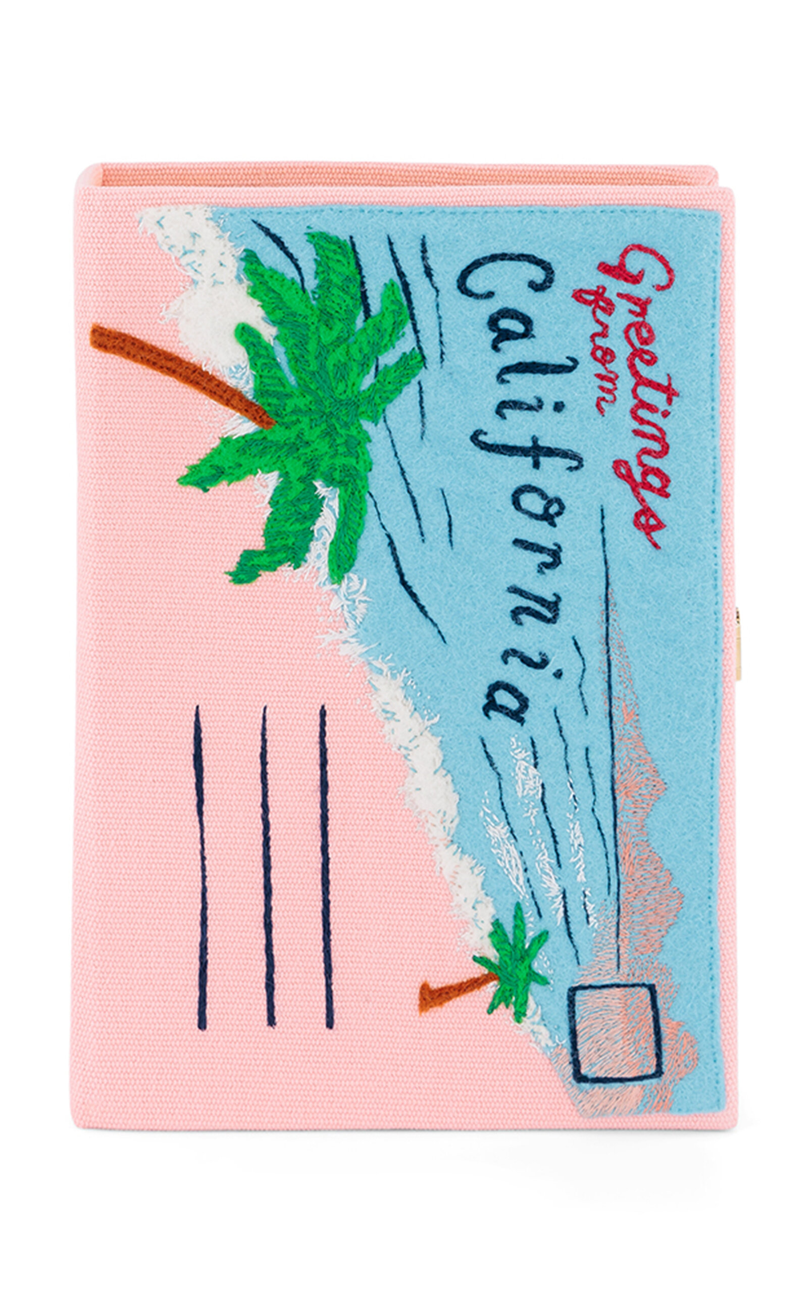 Olympia Le-Tan Greetings From California Embroidered Clutch - Light Pink - OS