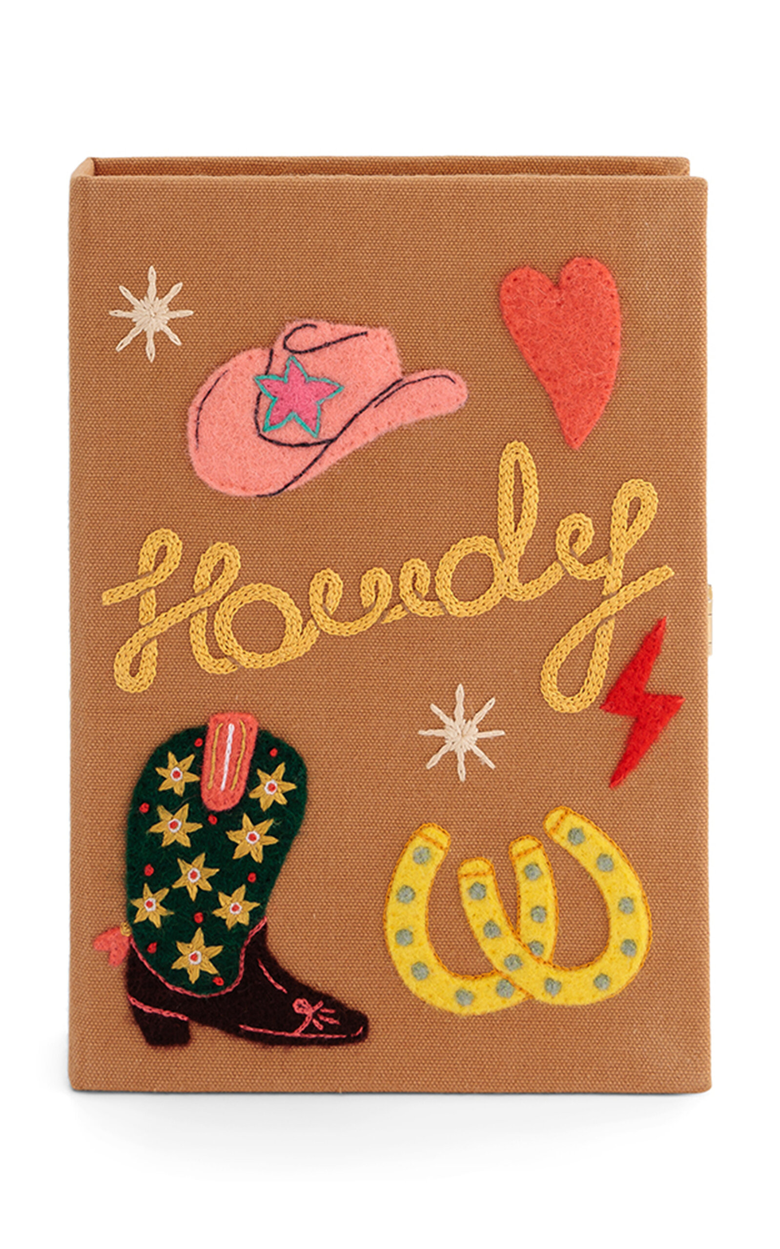 Olympia Le-Tan Howdy Embroidered Clutch - Brown - OS
