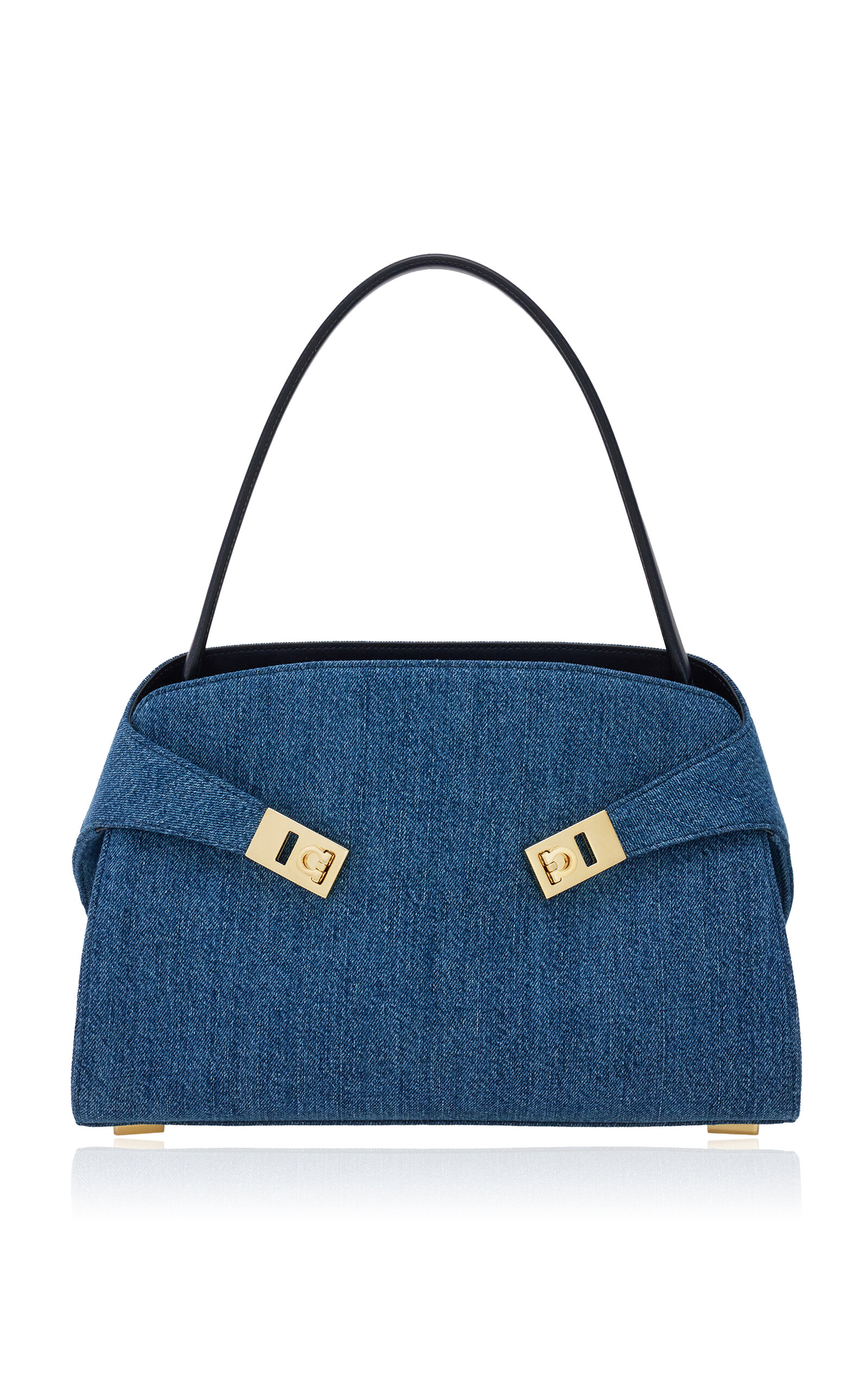 Ferragamo Hug Washed-Denim Shoulder Bag