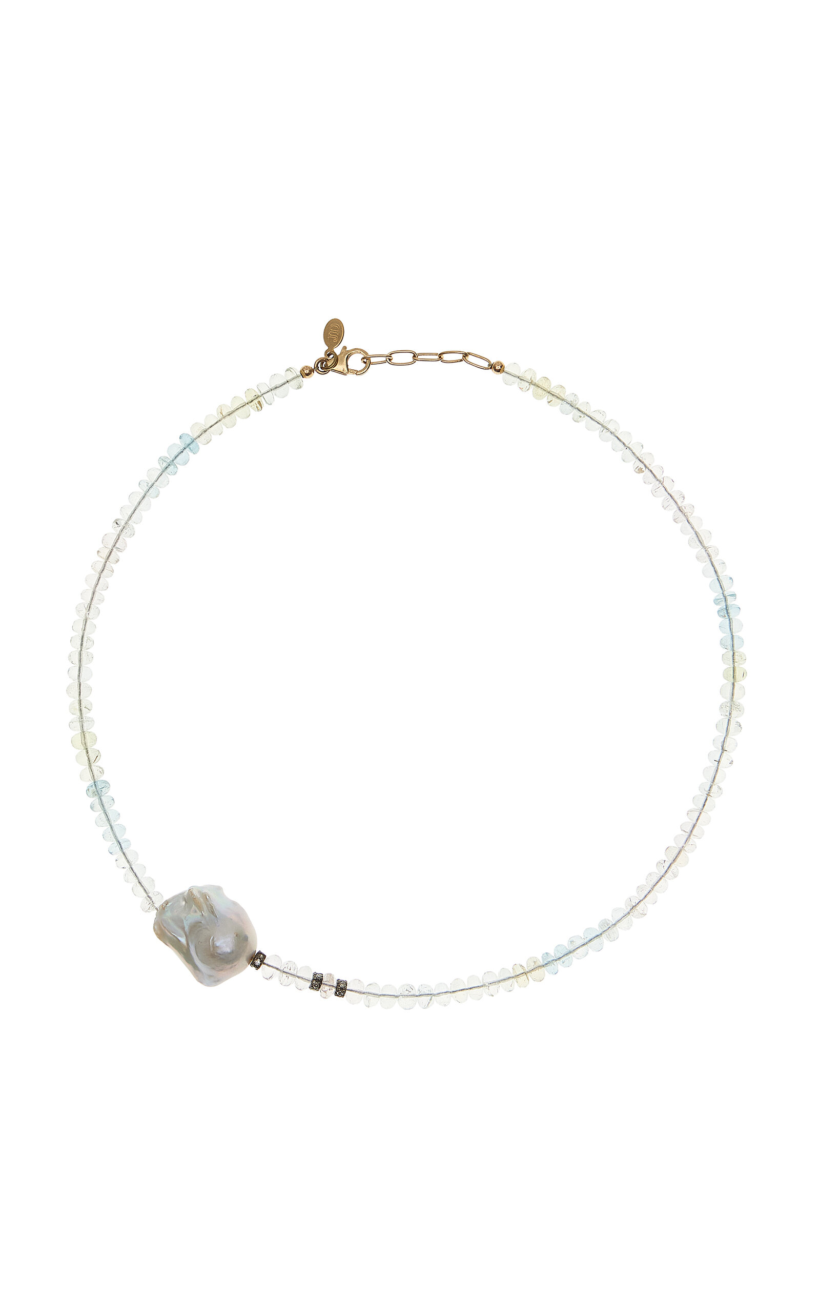 Joie Digiovanni Ice Ombre 18k Yellow Gold Aquamarine Diamond Pearl Necklace In Blue