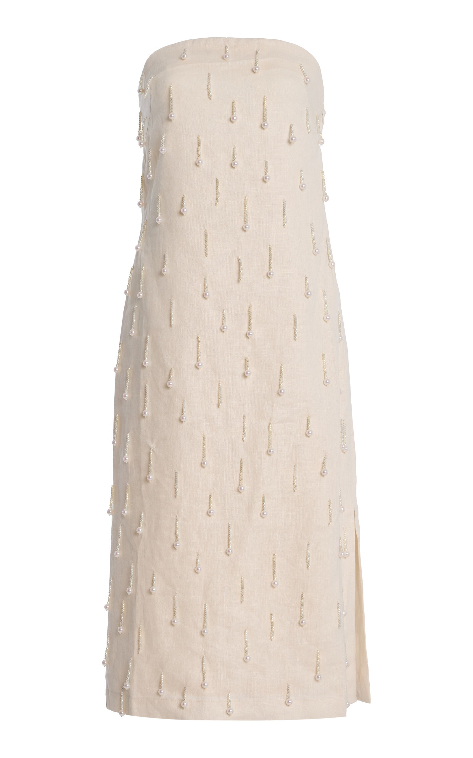 Andres Otalora Exclusive Coquetas Embellished Linen Midi Dress