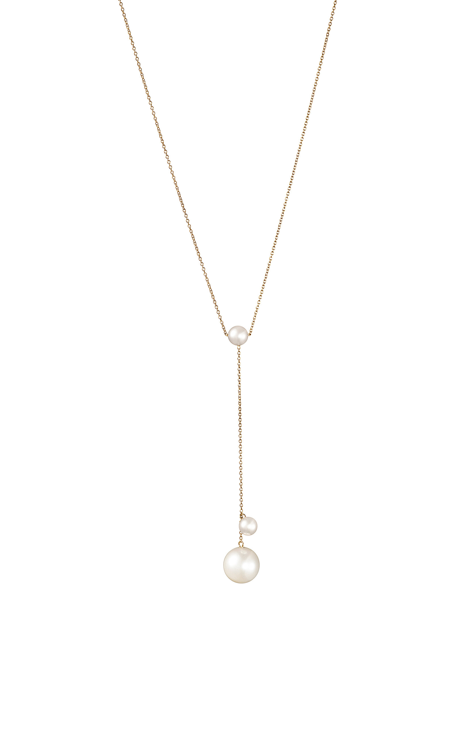 Sophie Bille Brahe Trois Moon 14k Yellow Gold Pearl Necklace In Gold