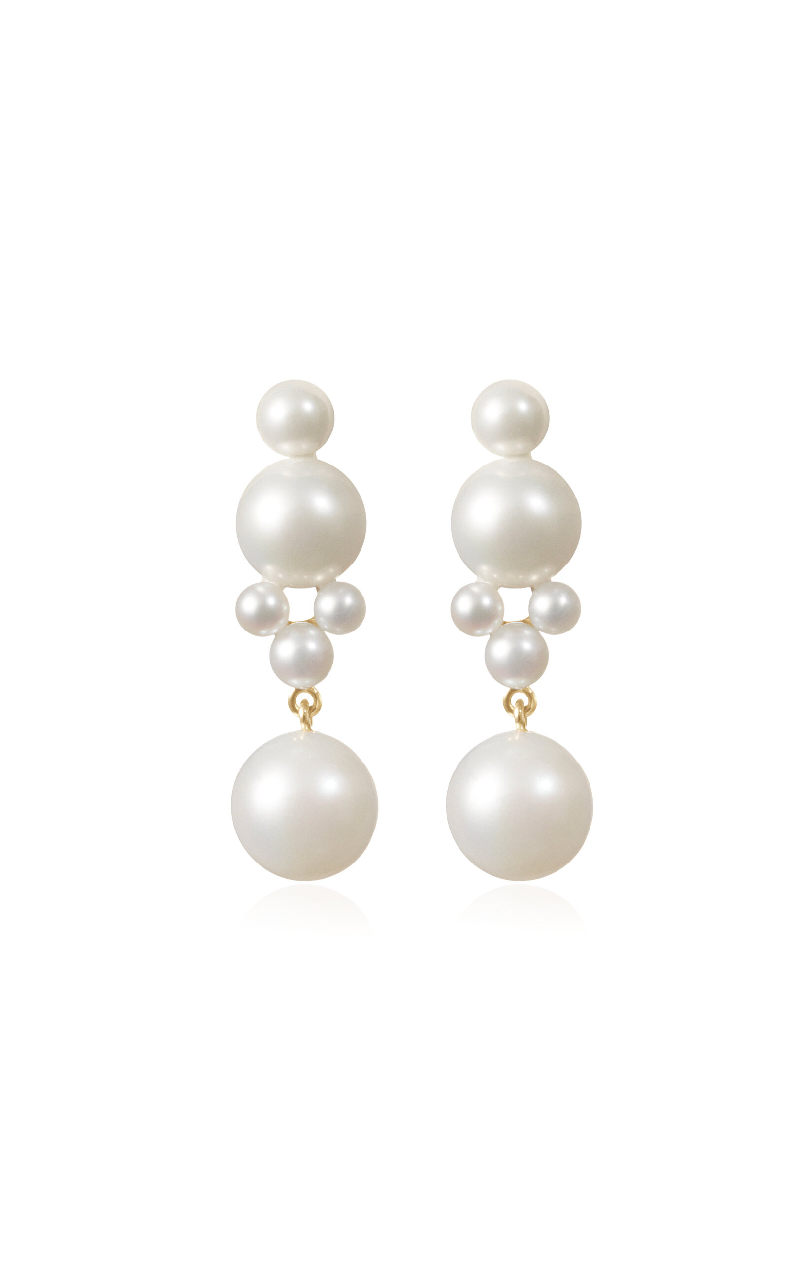 Sophie Bille Brahe Luna 14k Yellow Gold Pearl Earrings In White
