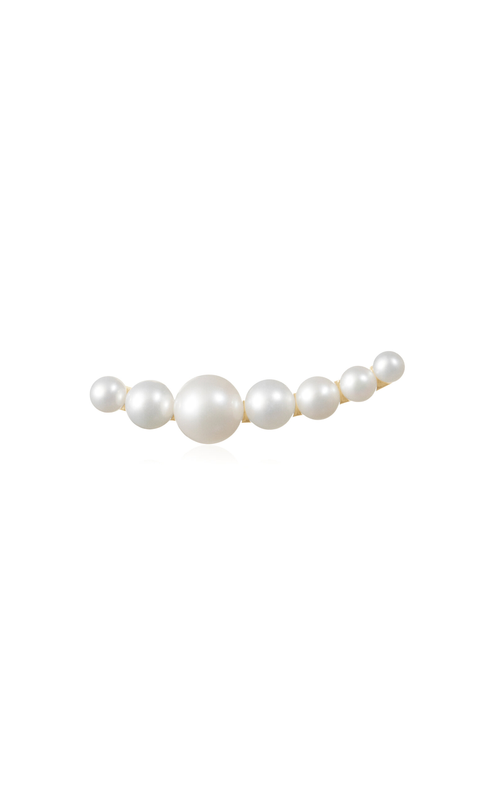 Sophie Bille Brahe Croissant Moon 14k Yellow Gold Pearl Left Earring In White