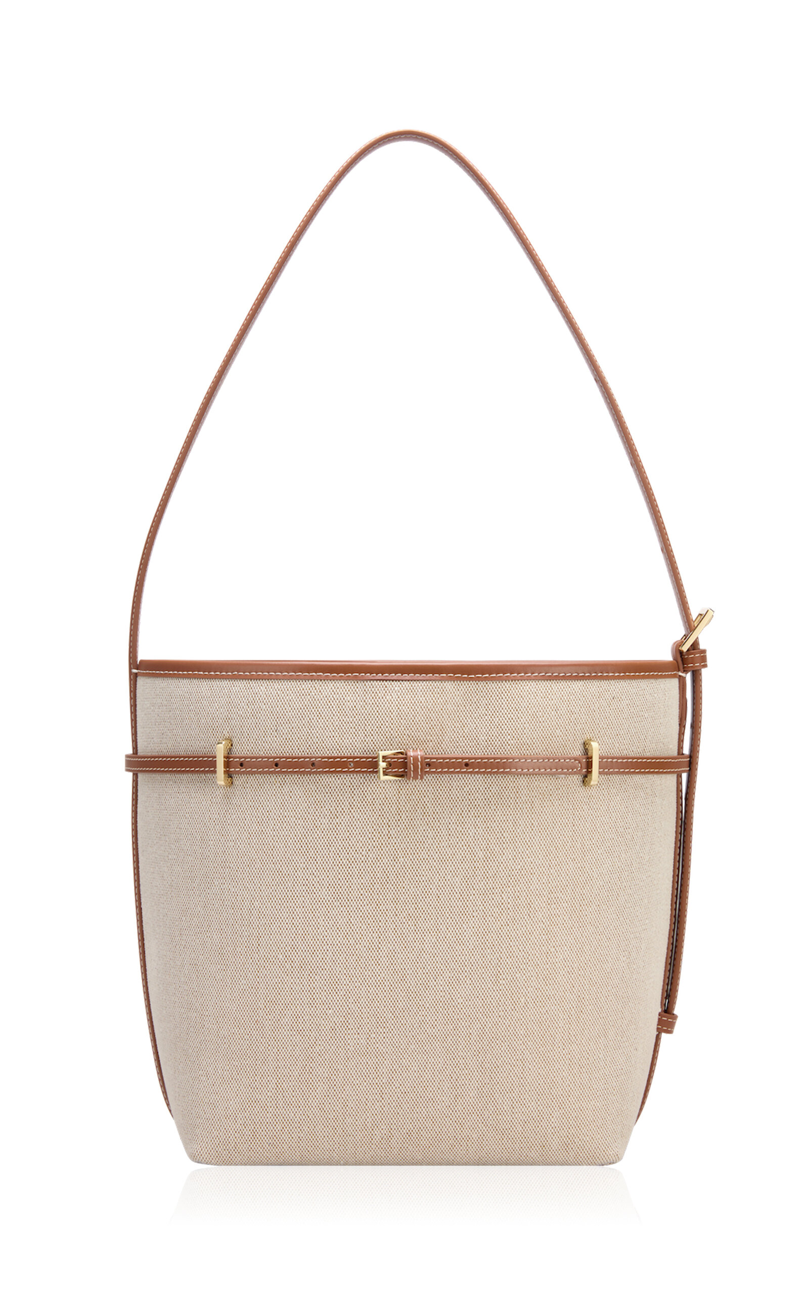Verafied Small Canvas Belted Tote Bag - Tan - OS
