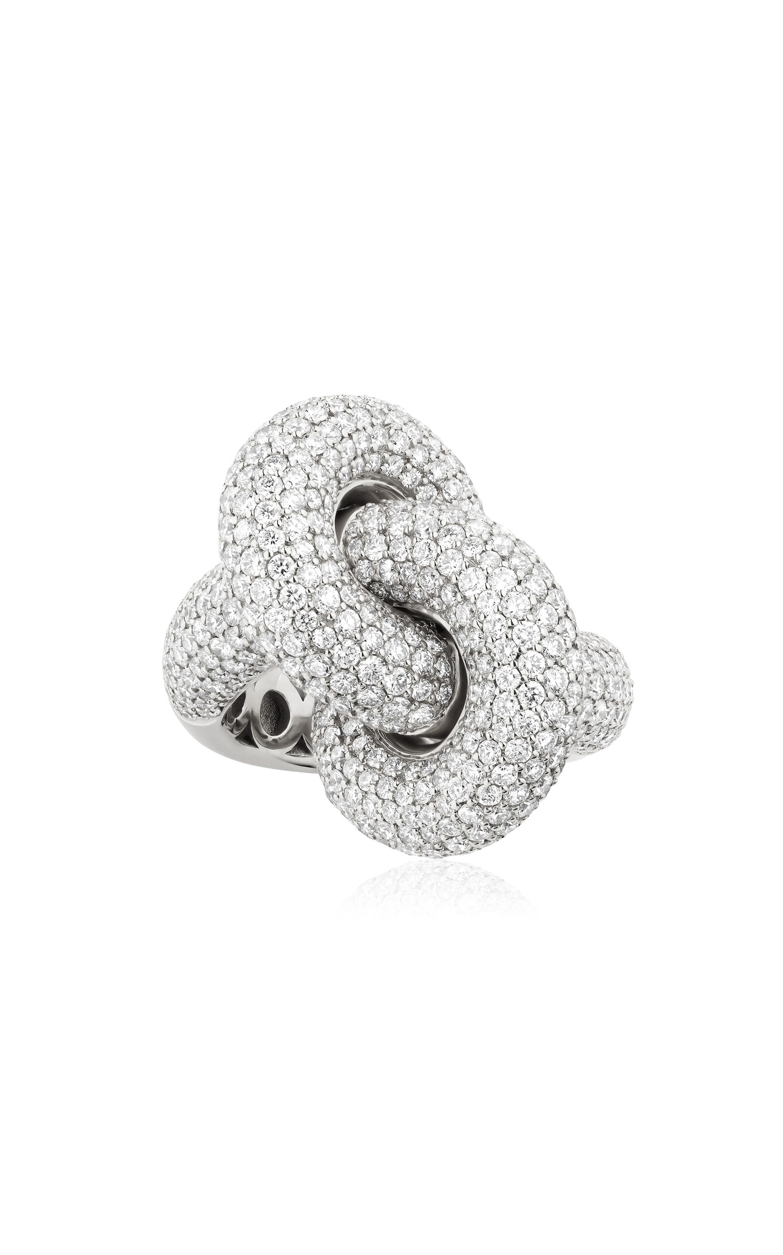 Engelbert 1920 Legacy Knot Ring; Pavé Diamonds And 18k White Gold; Big In White