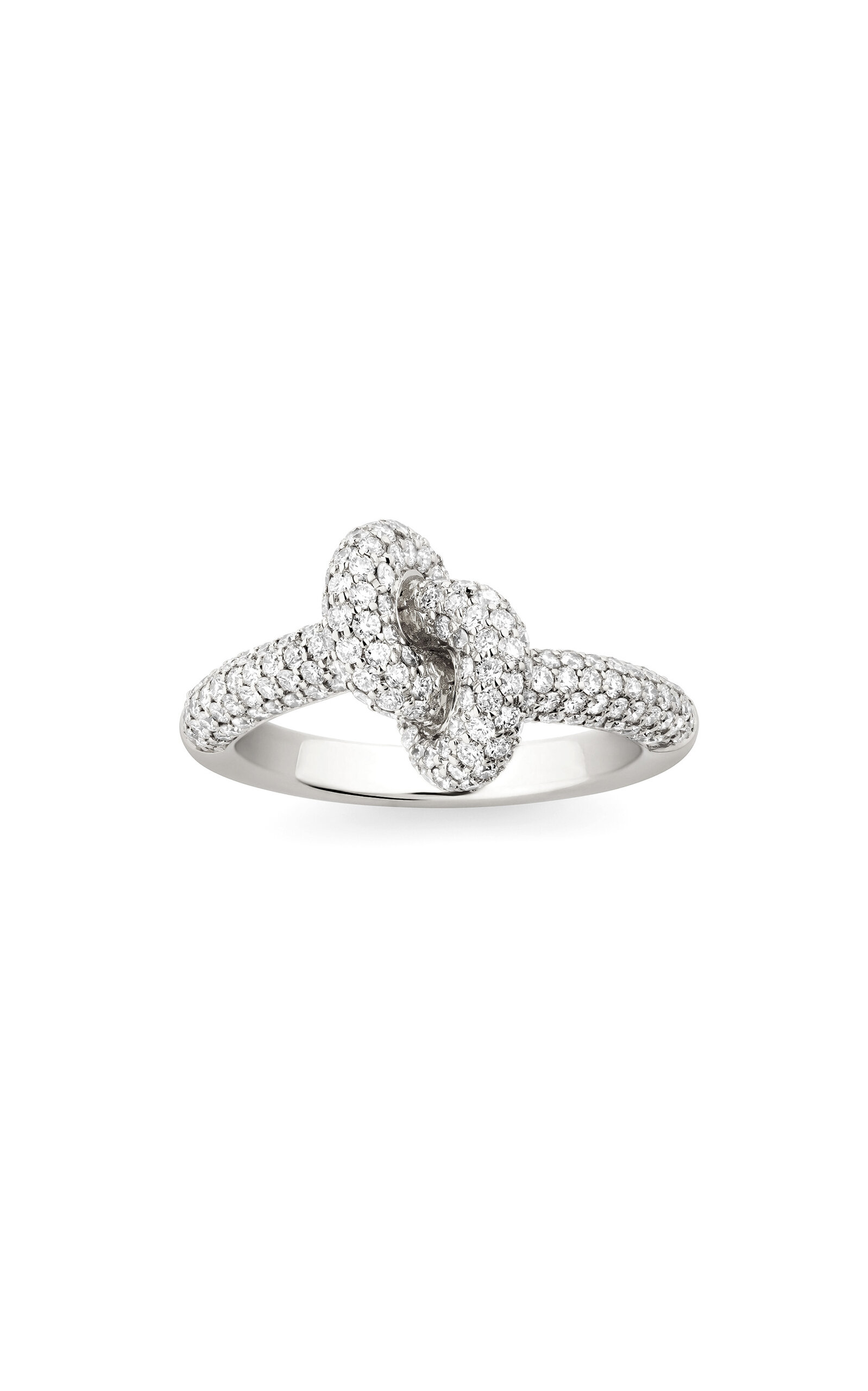 Engelbert 1920 Legacy Knot Ring; Pavé Diamonds And 18k White Gold; Small In White