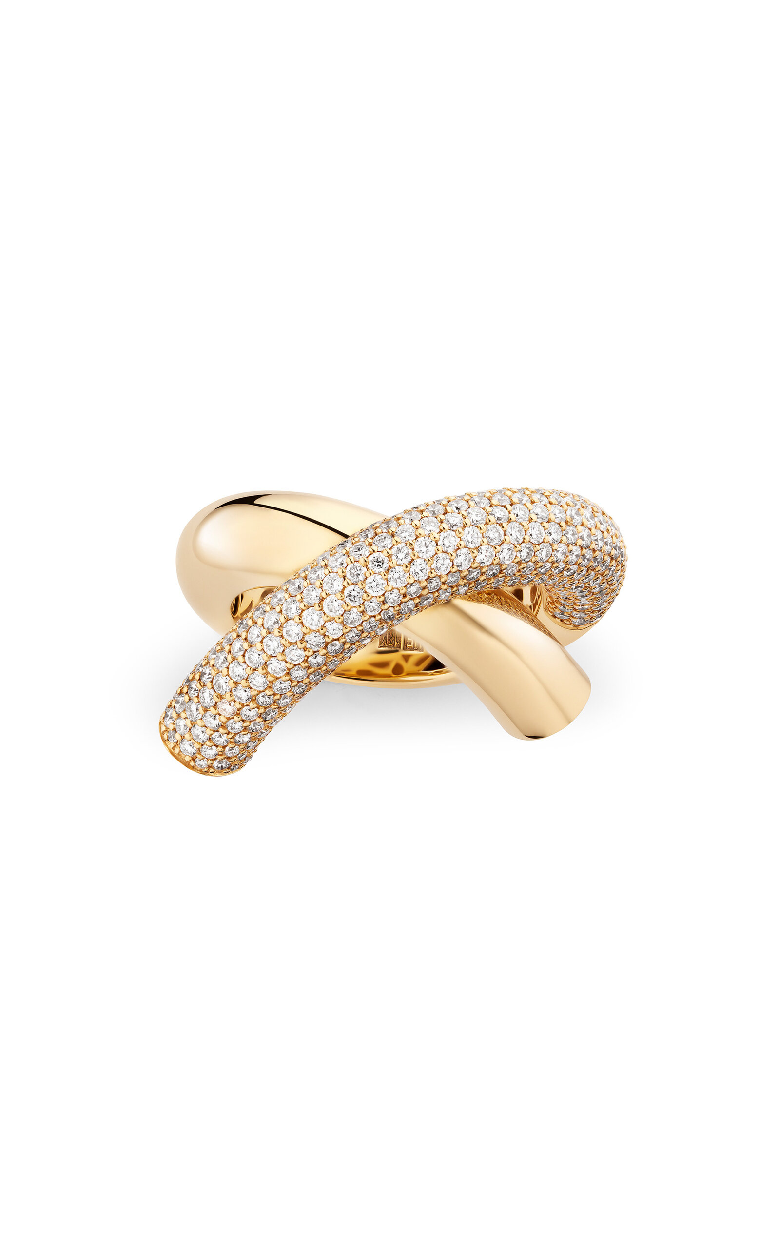 Engelbert 1920 Cross Loop Ring; Pavé Diamonds And 18k Yellow Gold; Big In Gold