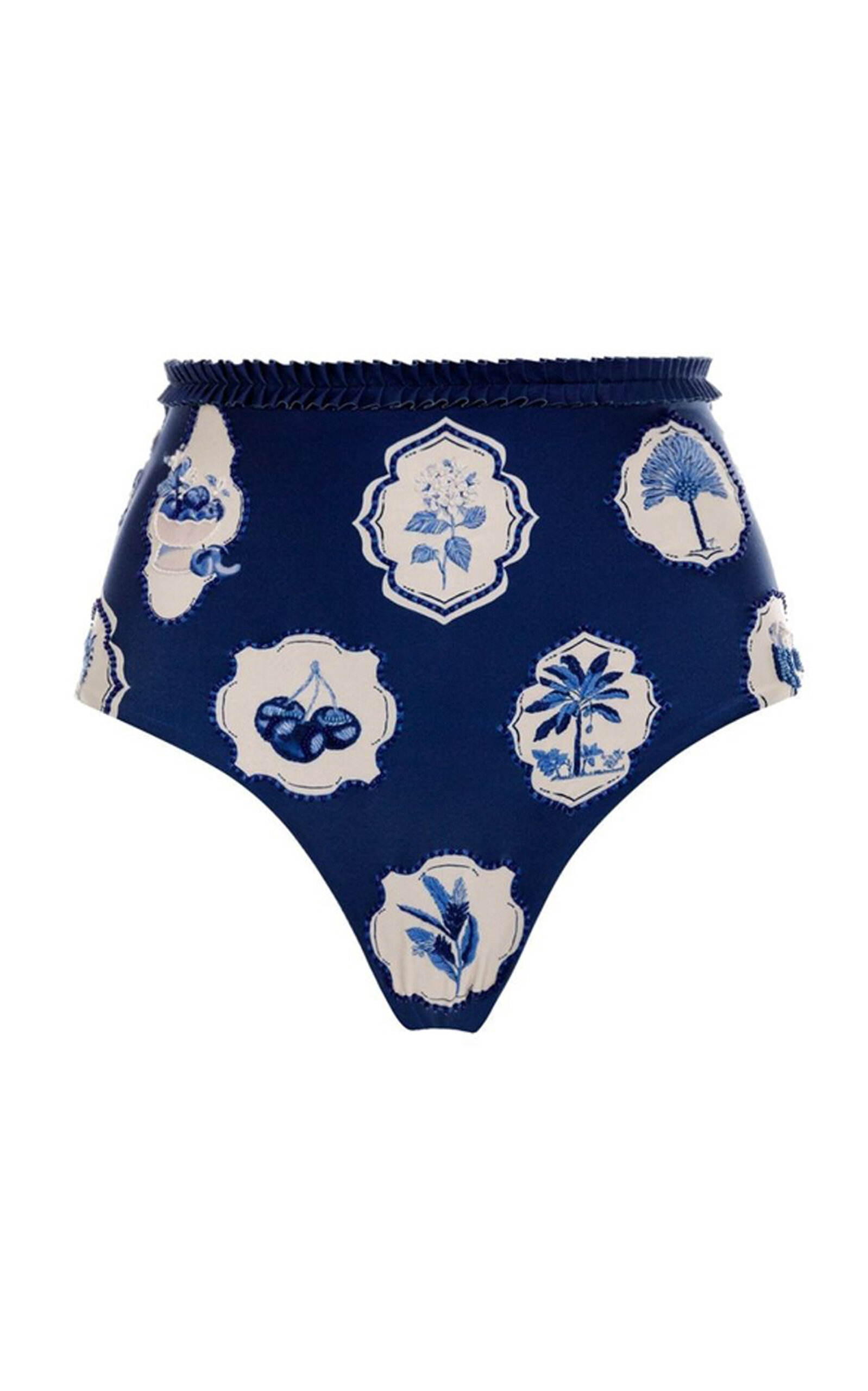 Agua By Agua Bendita Nopal Wild Embellished Printed Recycled Bikini Briefs In Multi