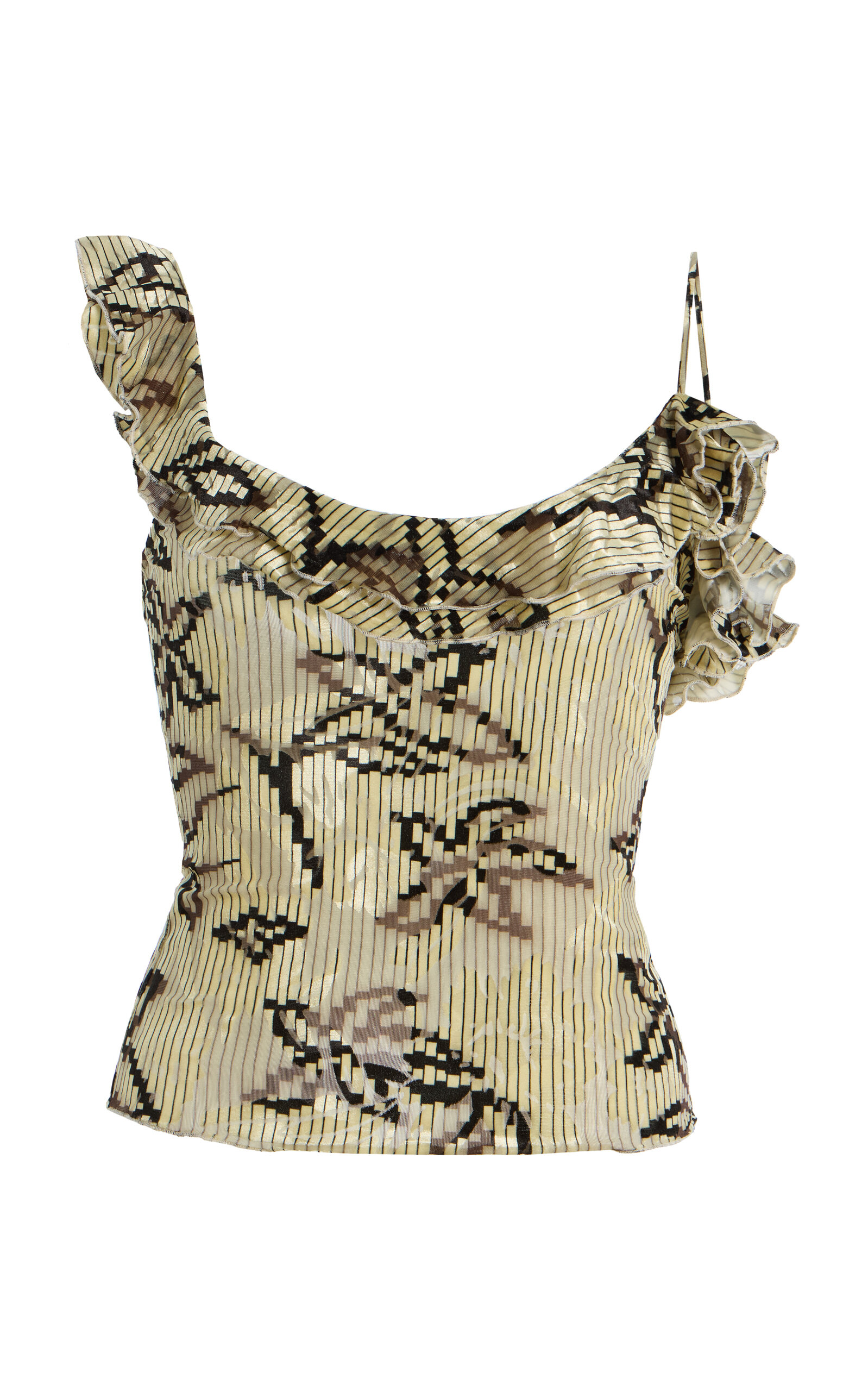 SIEDRÉS Arla Ruffled Velvet Devoré Top